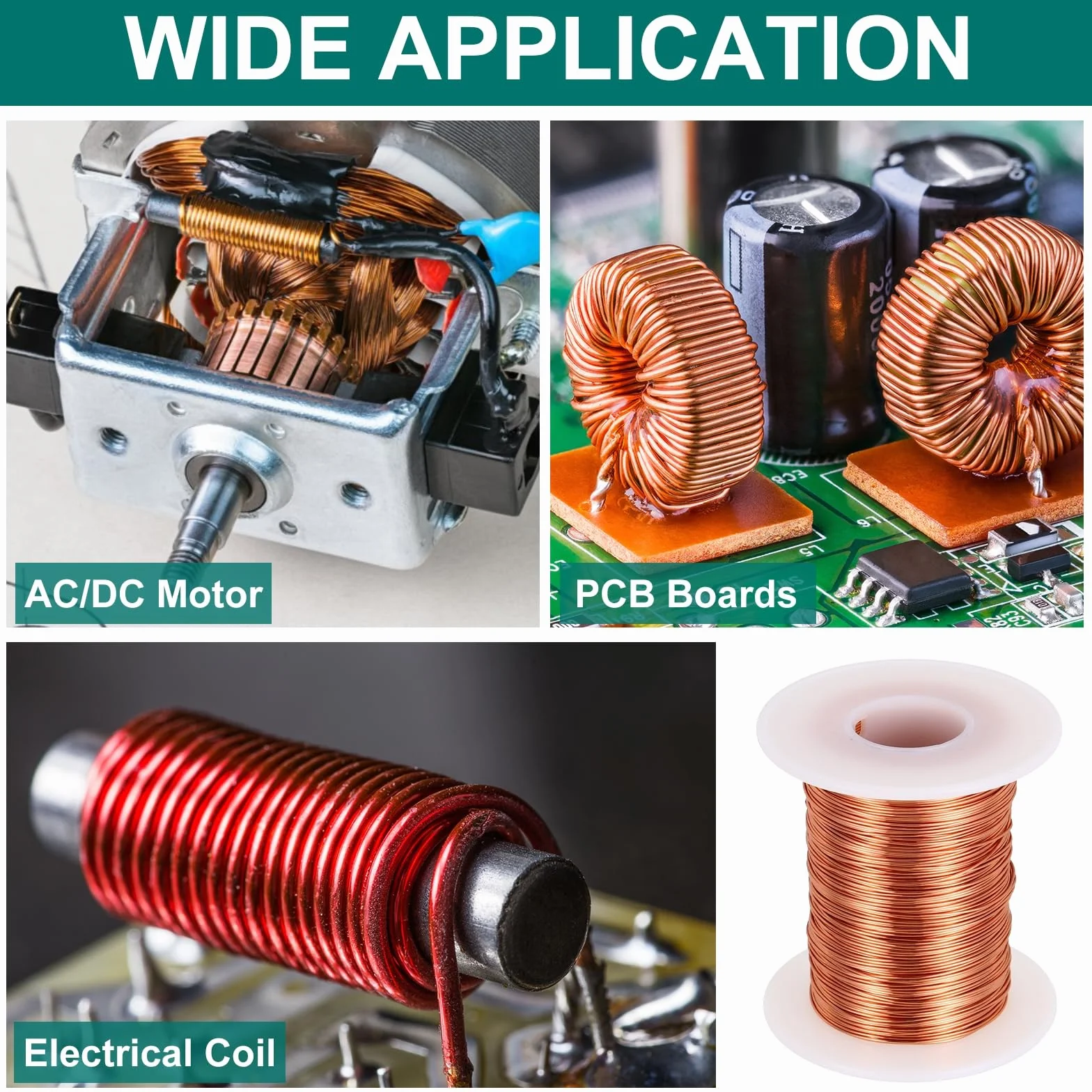 sourcing map Cable magnético 24 AWG alambre cobre esmaltado calibre 24 bobina 6 onzas 155 C