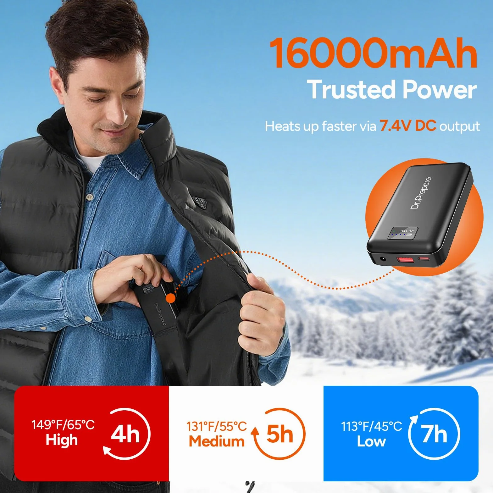 DR.PREPARE Heated Vest Chaleco térmico Unisex adulto (Pack de 1)