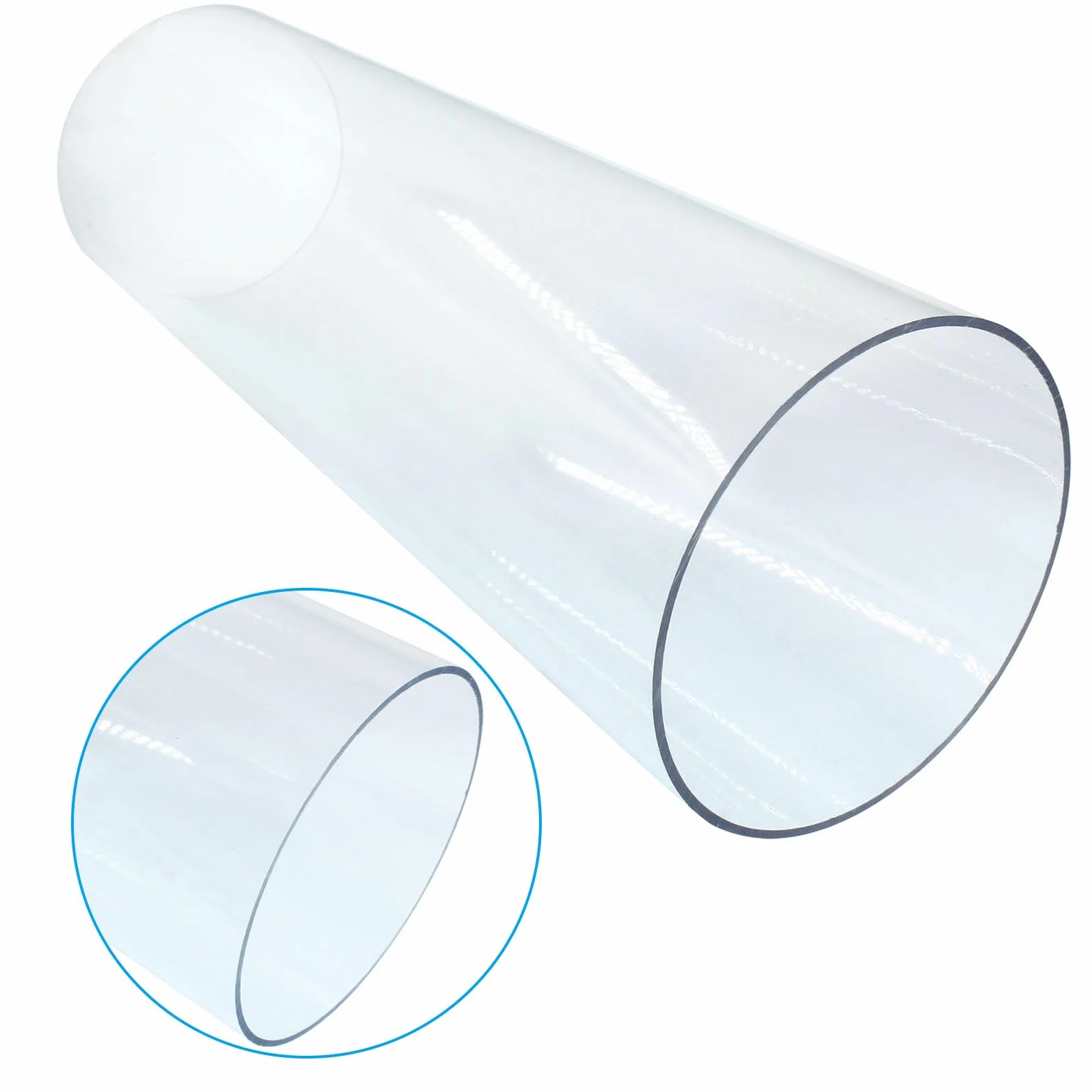 Tubo rígido redondo transparente de policarbonato 96x100x305 mm