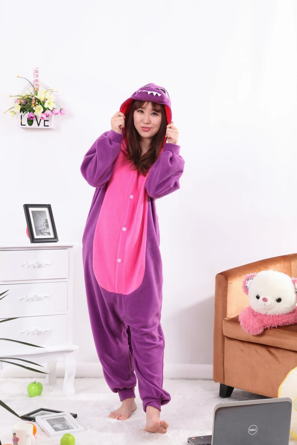 Honeystore Disfraz unisex de dinosaurio para cosplay de 1 pieza, pijama de Halloween