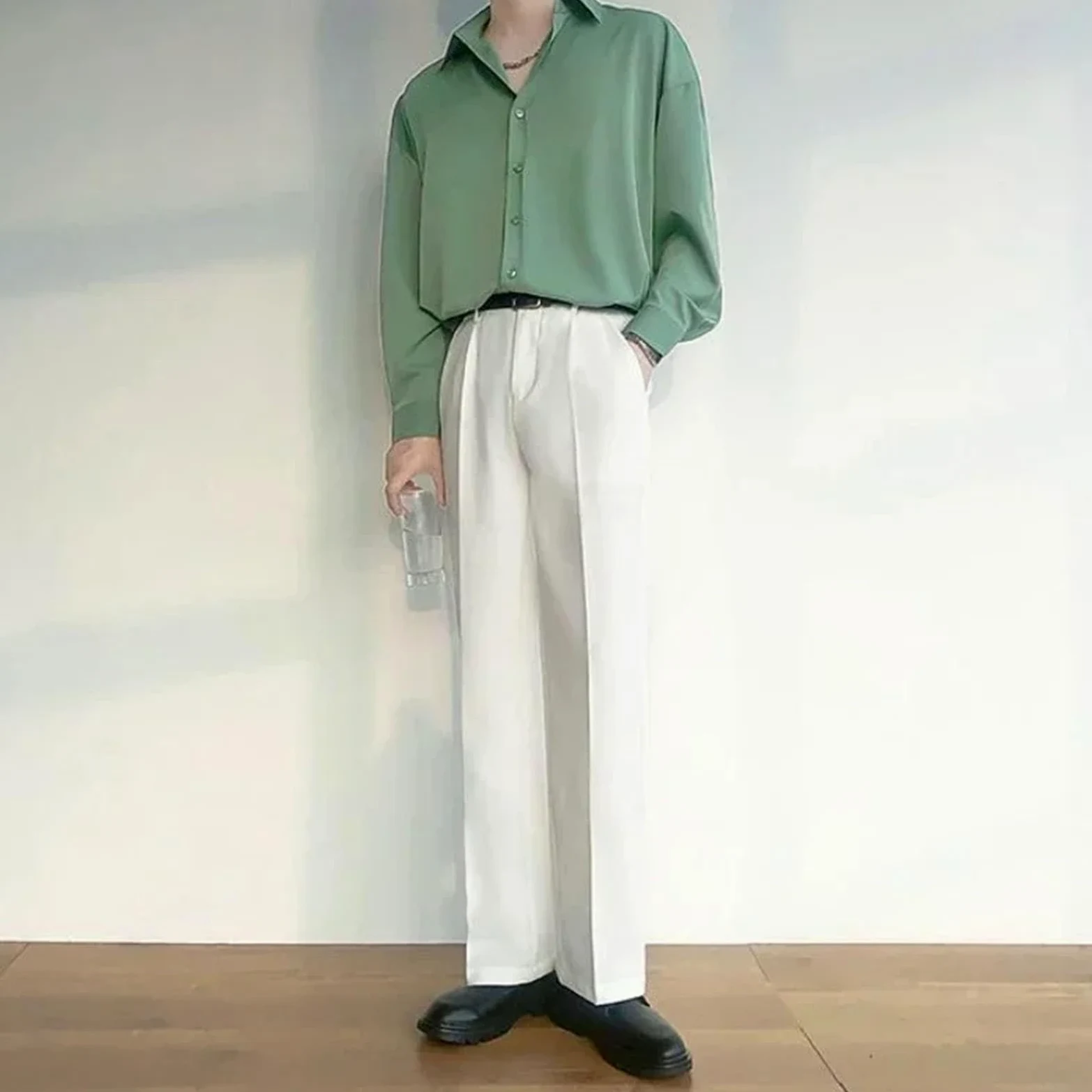 Pantalones ajustados para hombre, pantalones negros tensados, pantalones fluidos, para sastrería, antiarrugas