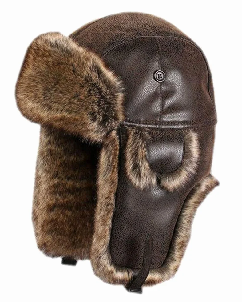 Insun Unisexo Gorros de Aviador Gorro de Cuero Sintético Invierno con Orejeras Anti Viento Impermeable
