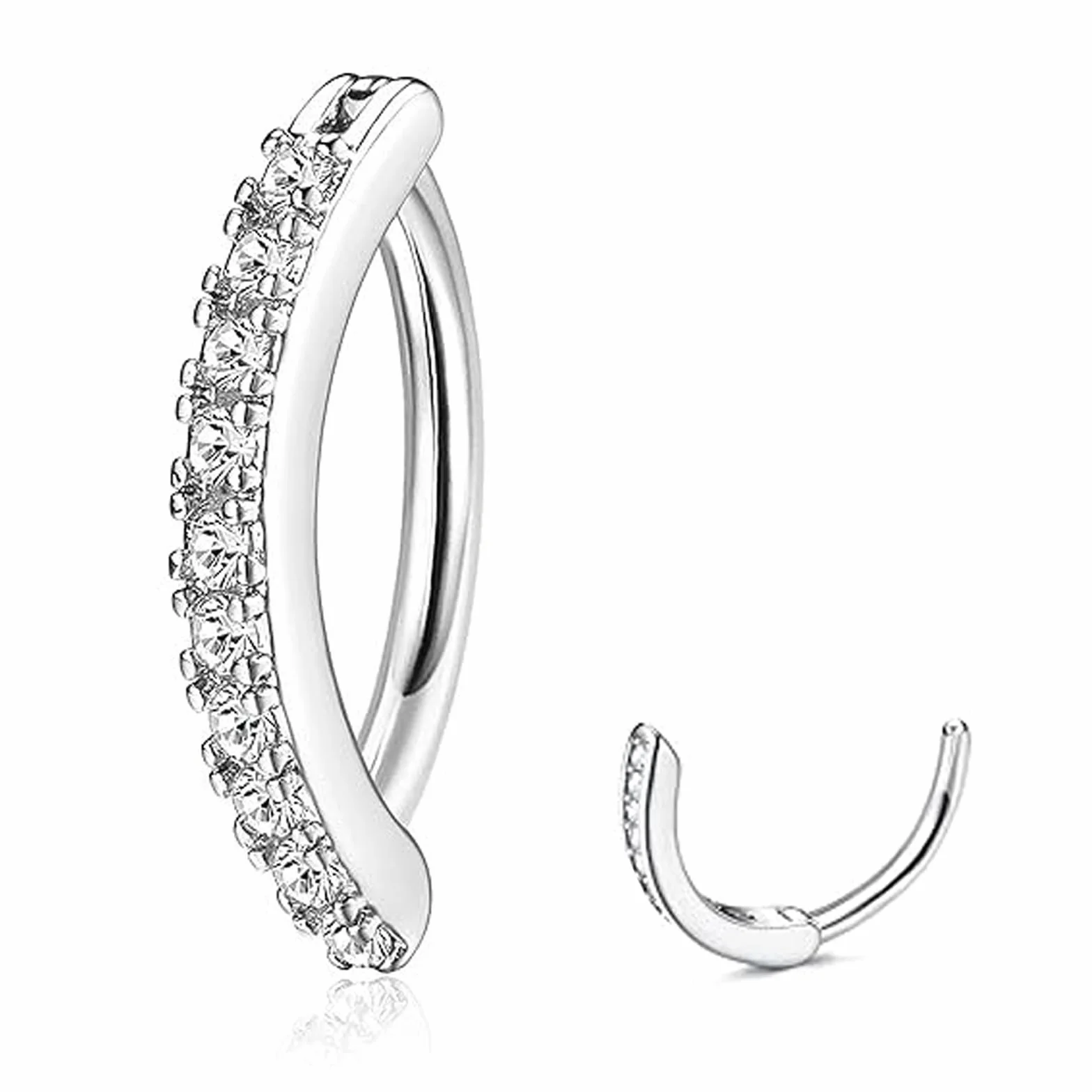 14G Piercing Ombligo Aro, Clicker Piercing para el Ombligo de Titanio Hipoalergénicos Pirsin Anillos con Circonita Cúbica, Joyería Cuerpo para Mujeres y Niñas