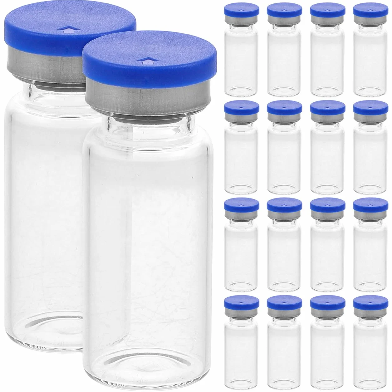 ULTECHNOVO Botellas Viales Transparentes de Vidrio 10ml 20 Piezas con Tapas Viales Vacías de Laboratorio