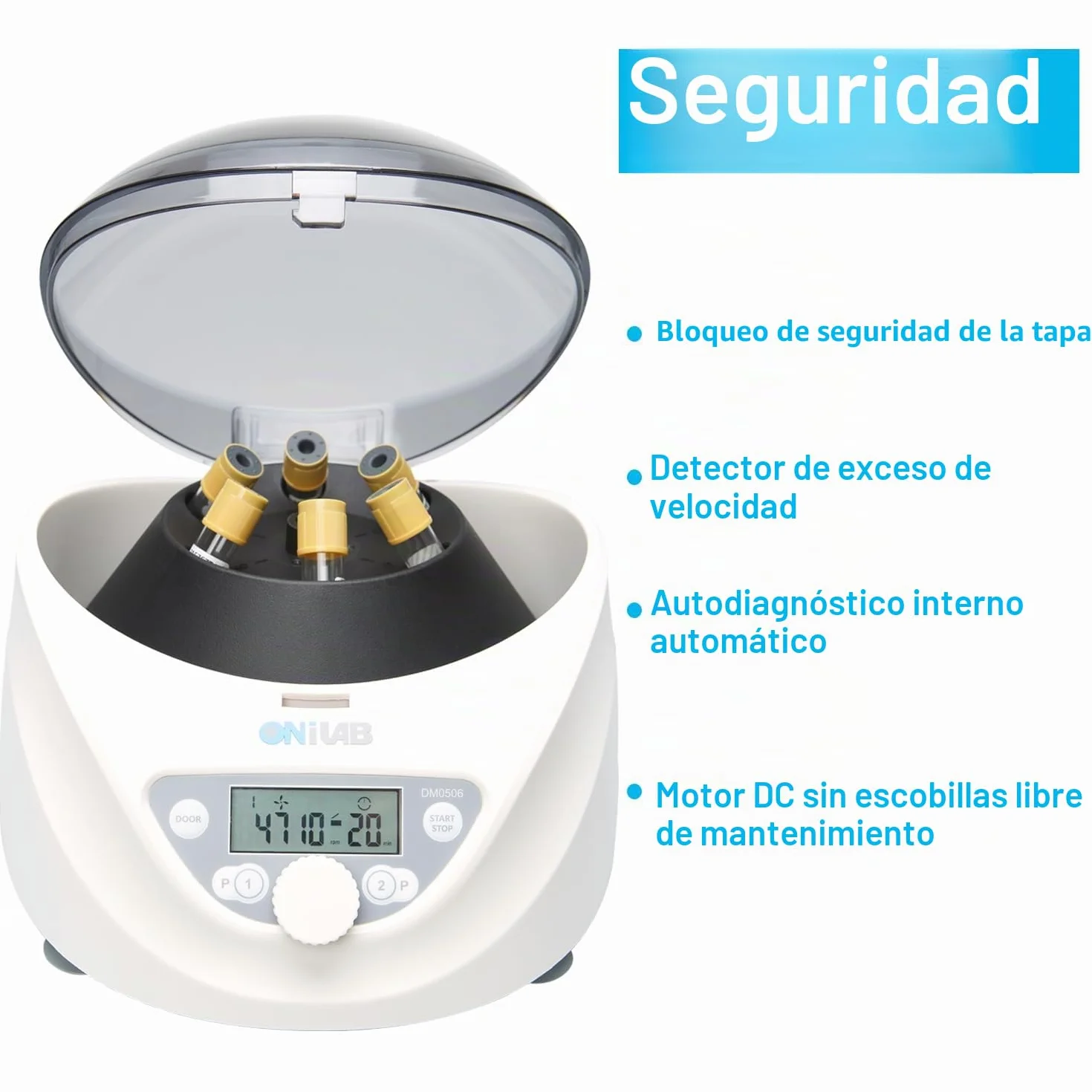 ONiLAB Centrifugadora de mesa 6 x 15 ml 300-5000 rpm 2600 xg RCF LCD Digital