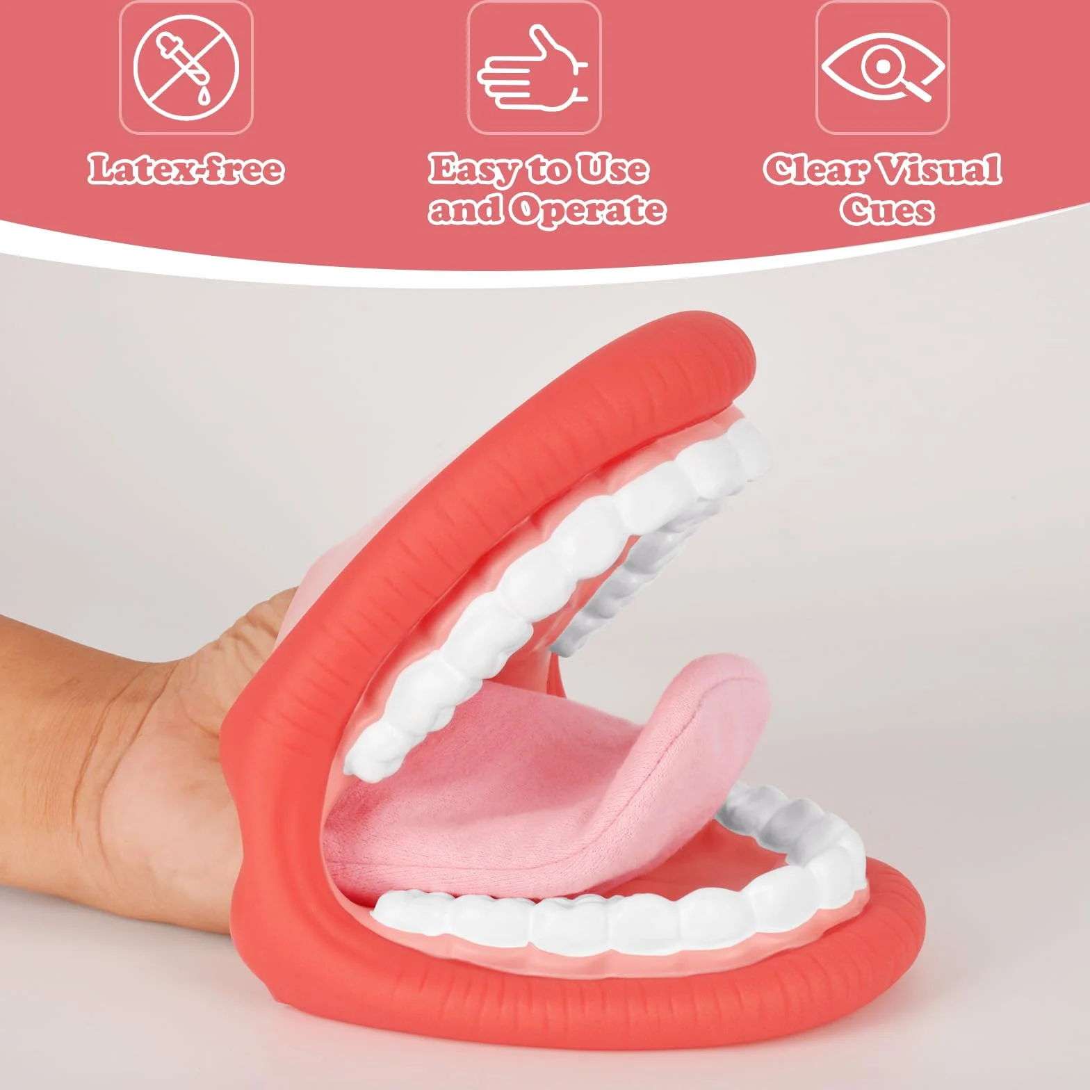 Ultrassist Marioneta de mano de boca grande con lengua para niños, terapia del habla, incluye cepillo de dientes