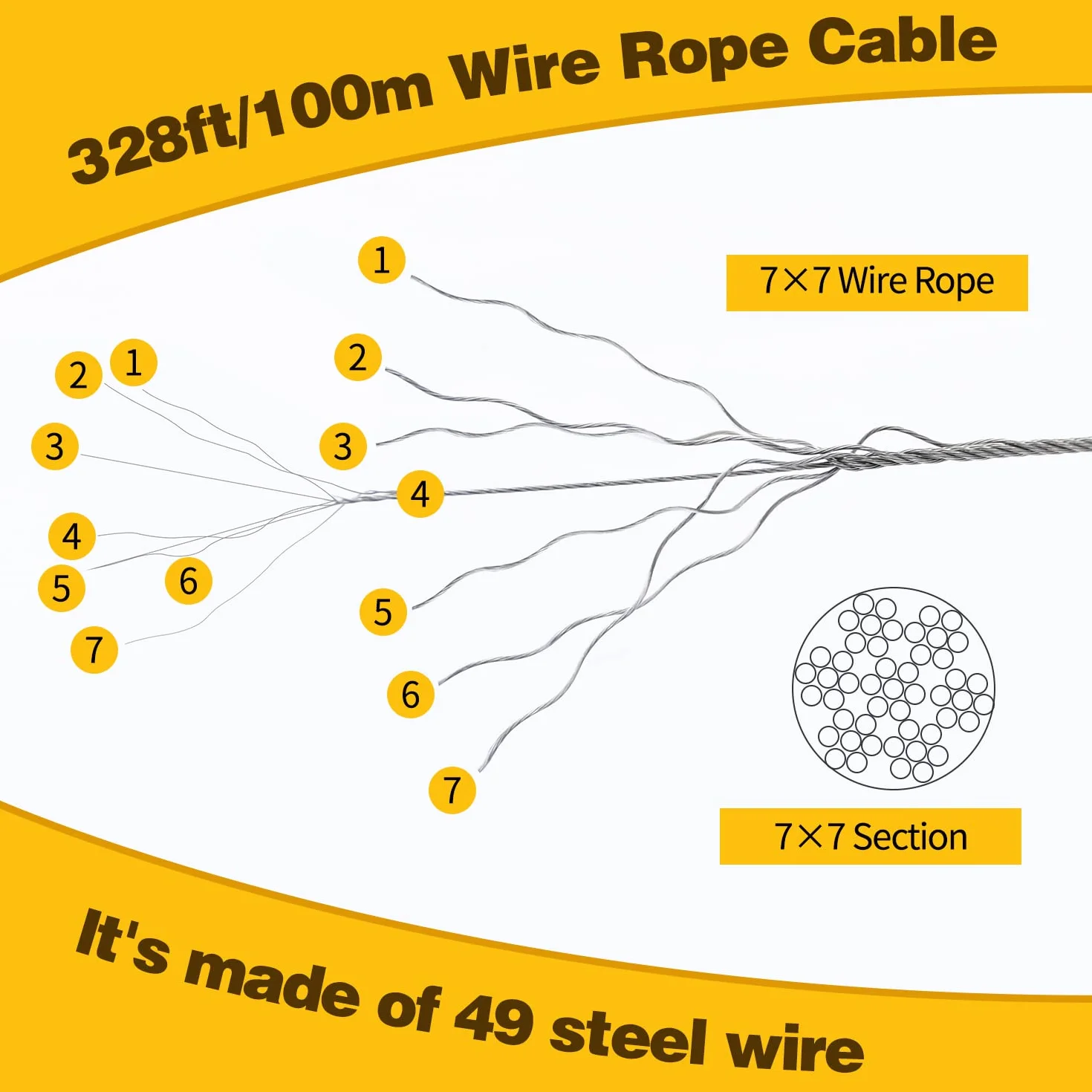 Kit de herramientas de prensado de cable de acero inoxidable 330 pies con mangas de aluminio y dedales