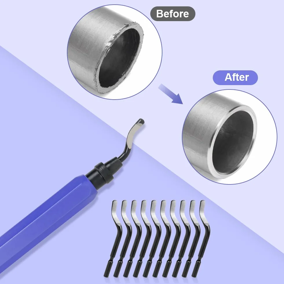 flintronic Desbarbador Metal 11 pcs Herramienta Desbarbadora 360° Giratorio Quita Rebabas Acero Plástico Aluminio Cobre