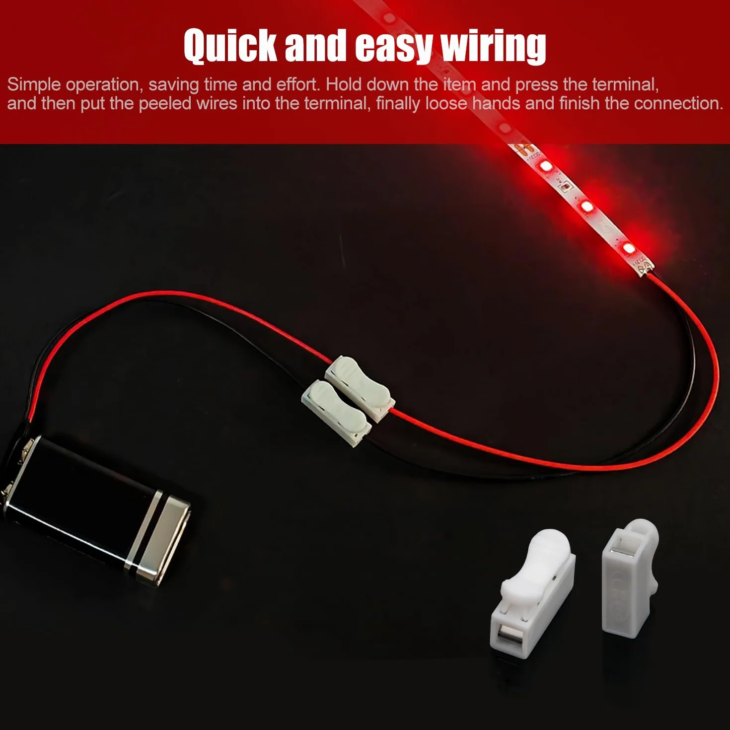 Conector Rápido de Resorte CH1 para Tiras de Luz LED, 100 Piezas