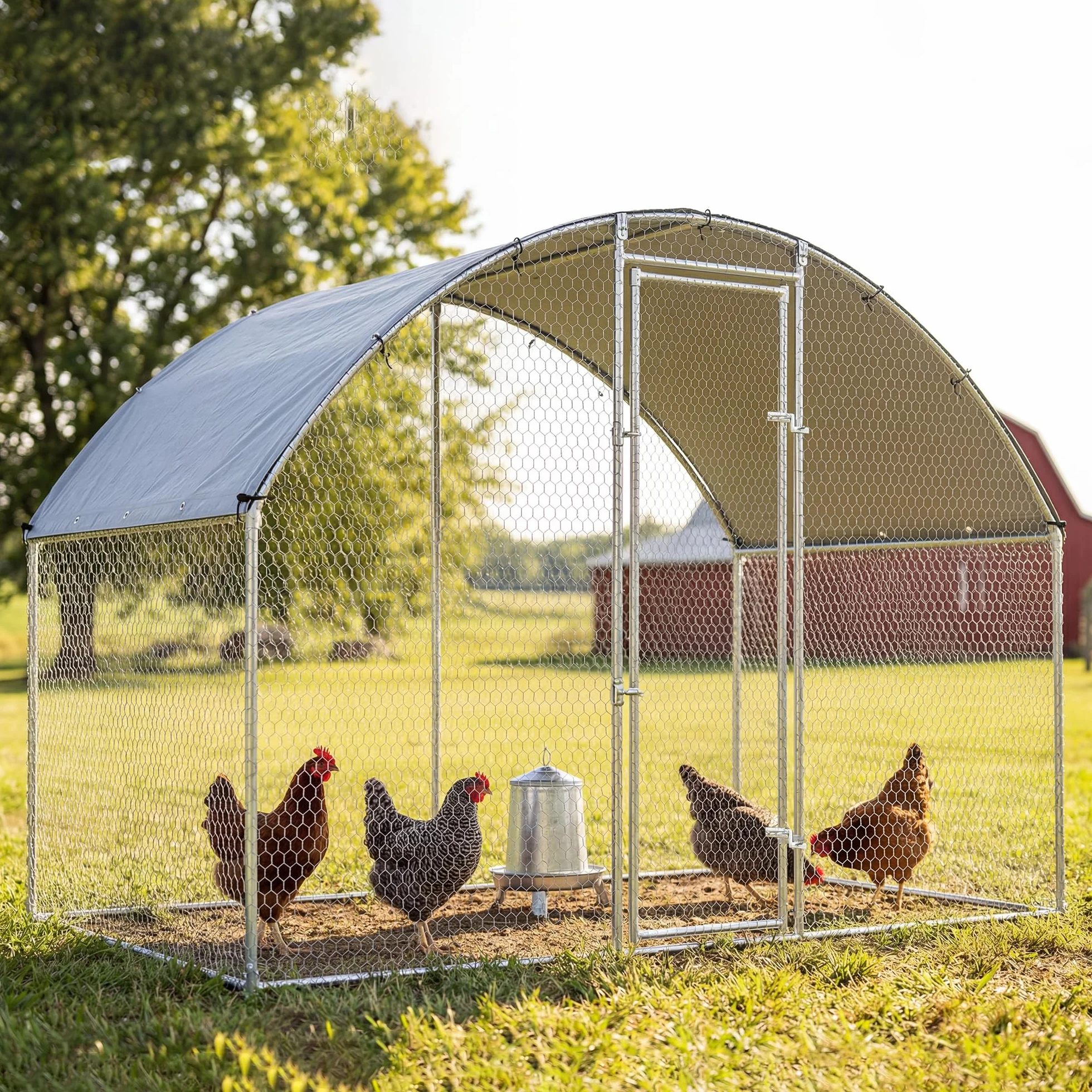 PawHut Gallinero Exterior 2,8x1,7x1,9 m 4,7 m² Acero Galvanizado Anti-UV Impermeable Jaula 5-8 Gallinas