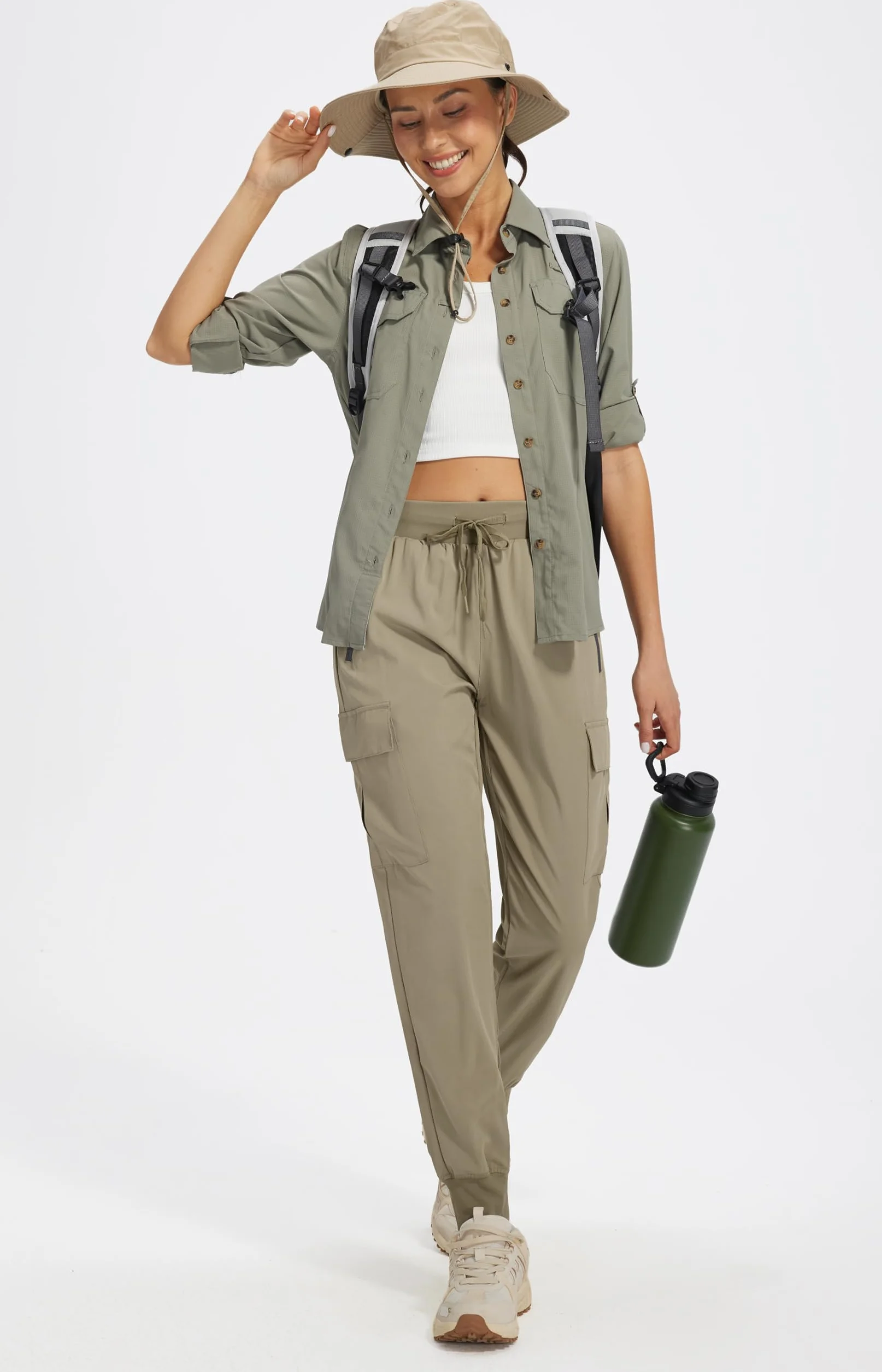 Libin Pantalones Trekking Mujer Pantalón de Cargo Joggers Ligero Secado Rápido Senderismo Pantalones de Montaña Deportivos Entrenamien Casual al Aire Libre