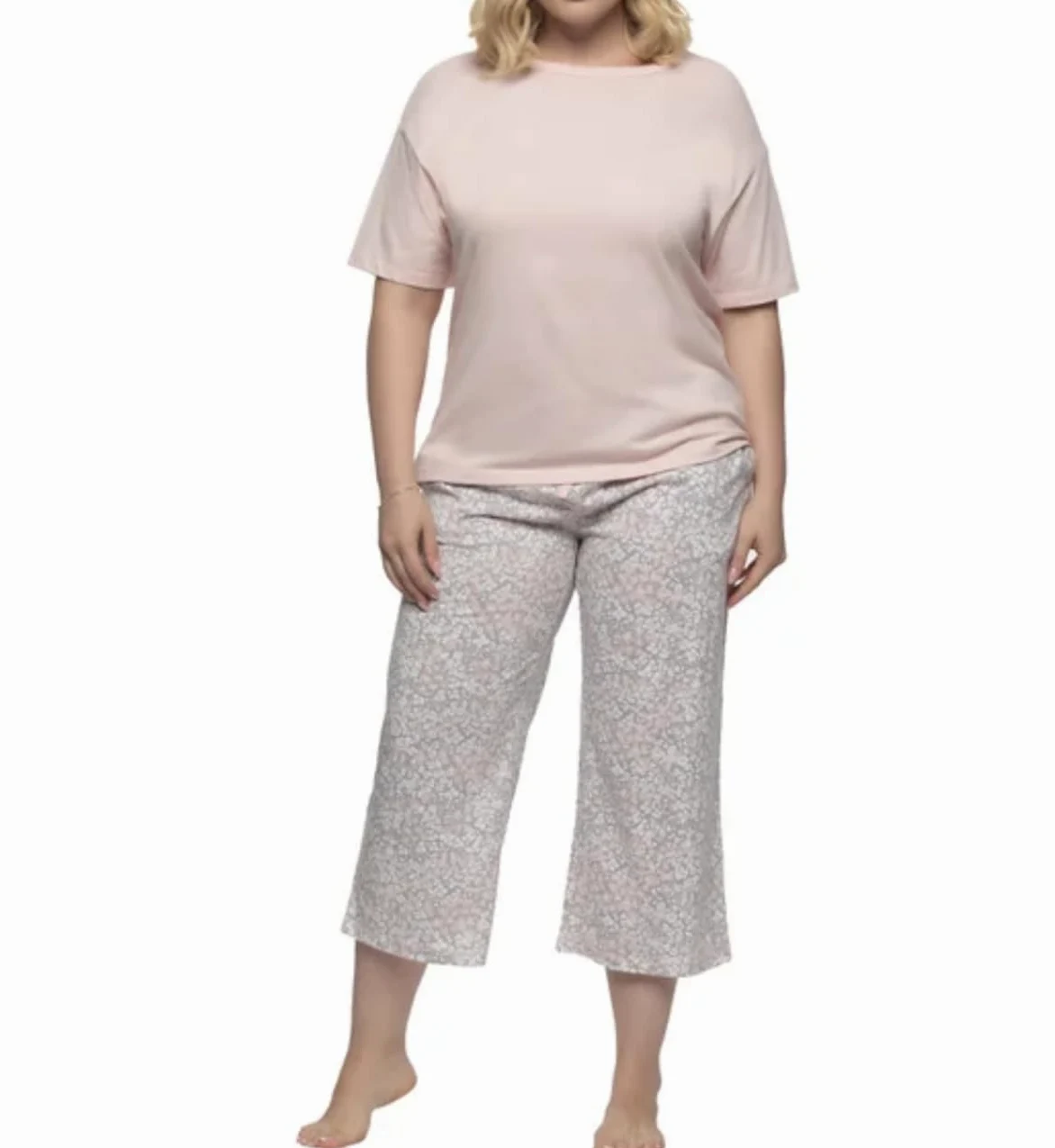 Felina Conjunto de pijama de 4 piezas 100% algodón para mujer, camiseta, camiseta sin mangas, pantalón corto y pantalón capri