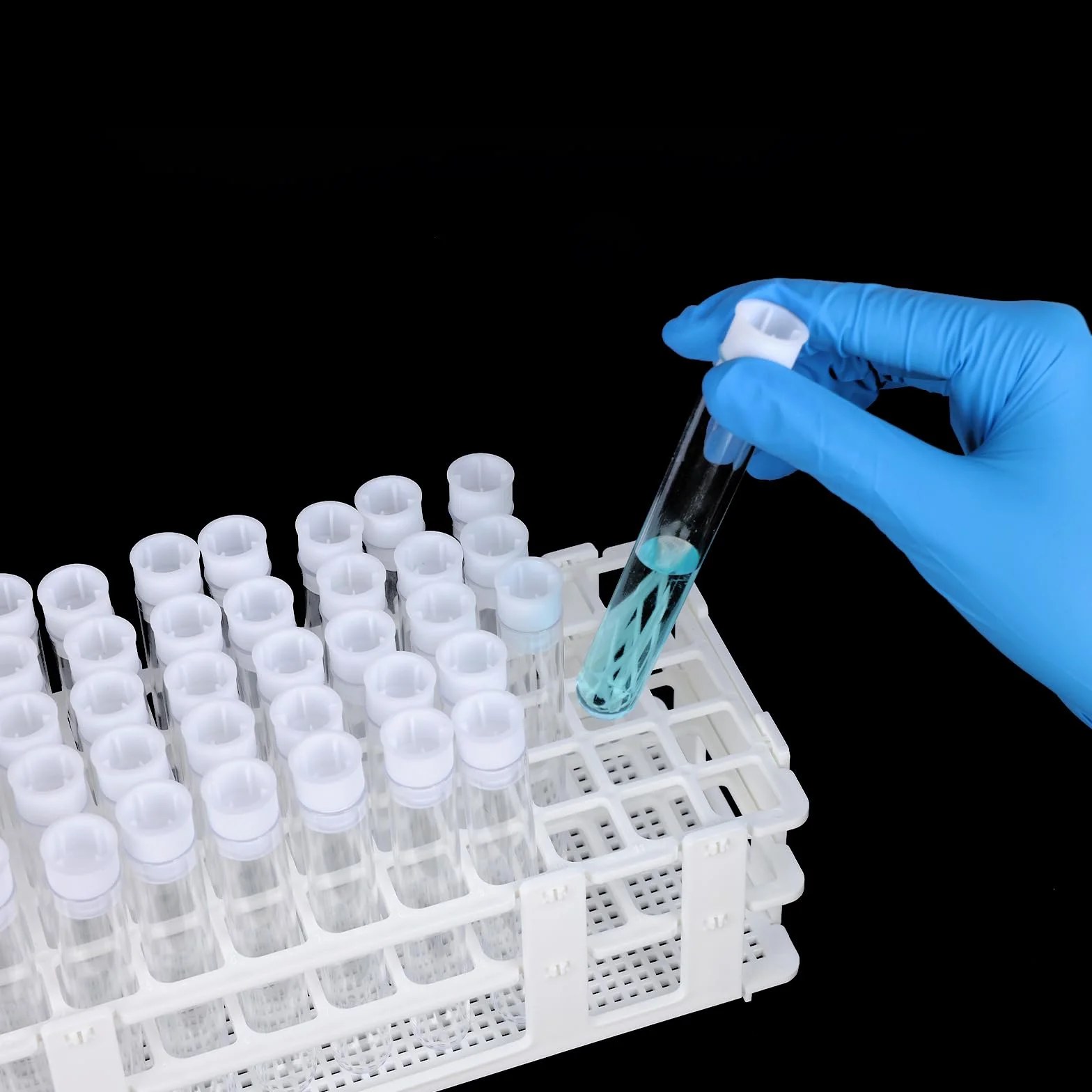 Stonylab Juego de Tubos de Ensayo de Plástico 16 mm 60 Piezas con Soporte 10 ml