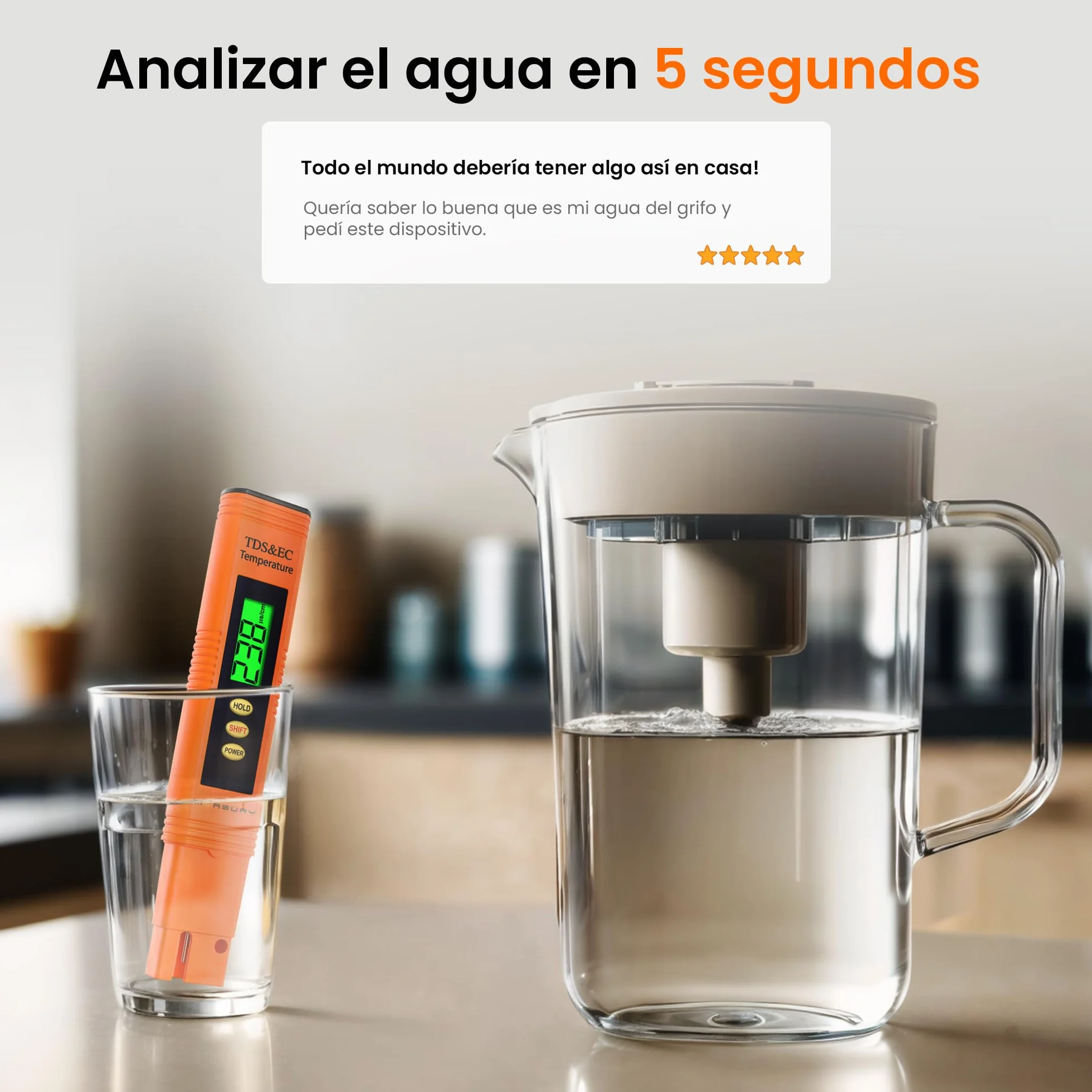 Medidor TDS y EC, Analizador de Agua Potable, Medidor de Calidad de Agua