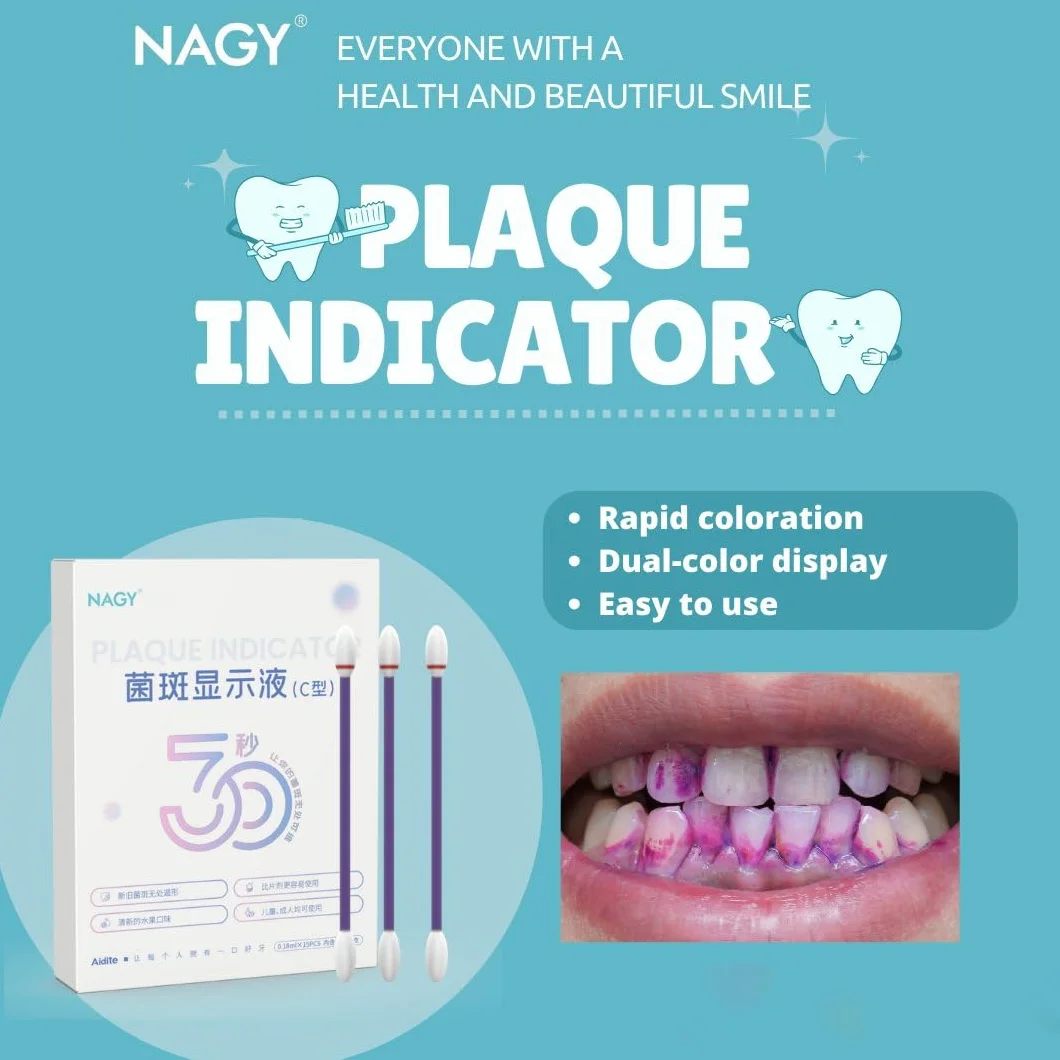 Agente revelador de placa dental Indicador para dientes niños adultos identificador
