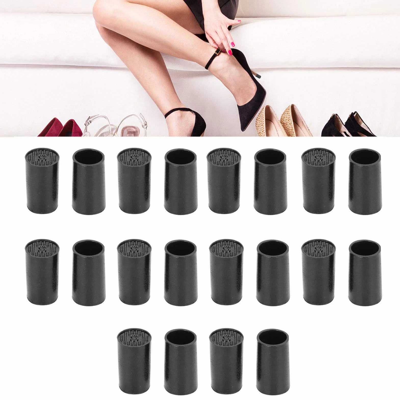 10 pares de tapas de punta de tacón alto Protector de punta de tacón alto negro CPU zapatos de poliuretano Reparación de kits de repuesto(10mm)