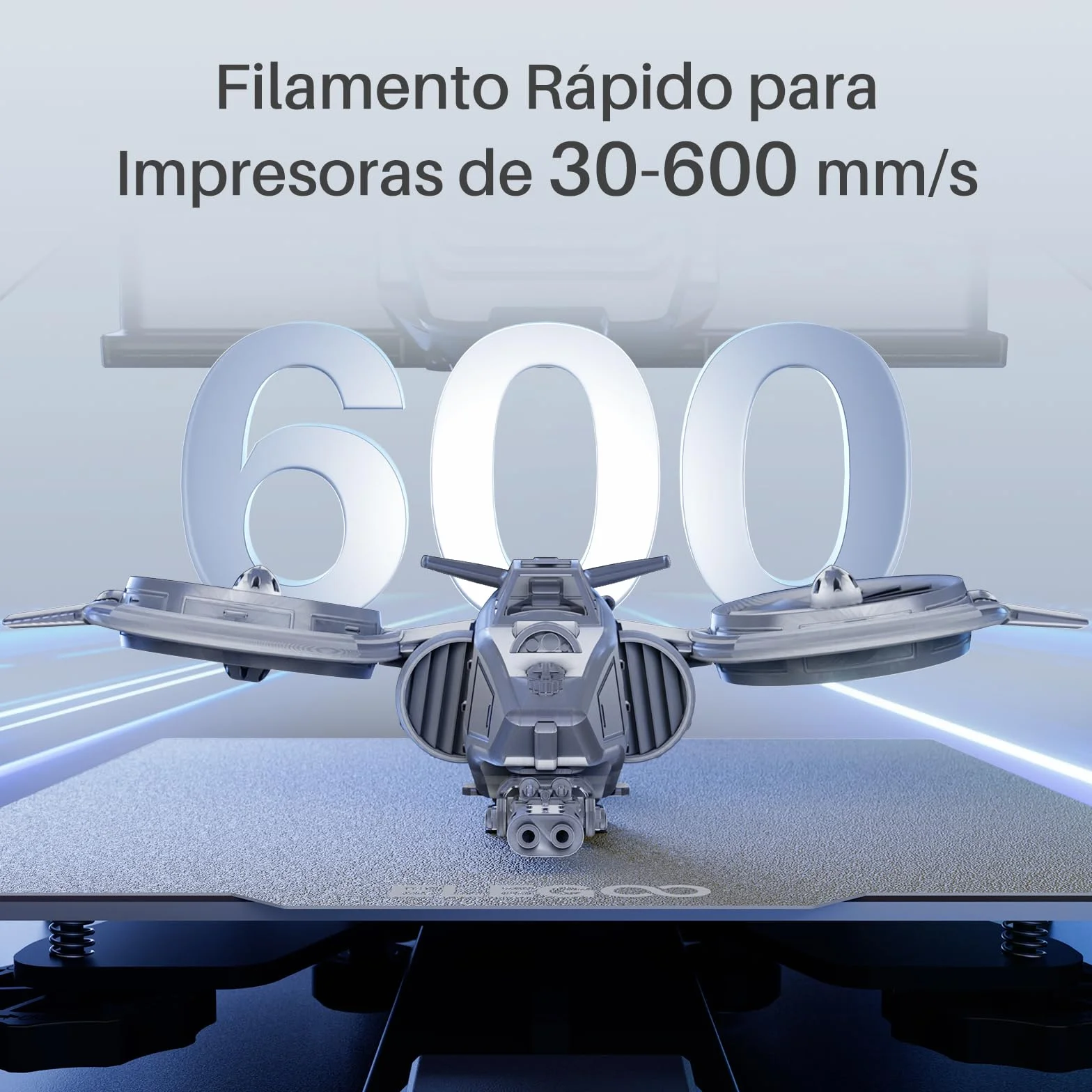 ELEGOO Filamento PLA+ Alta Velocidad 1.75mm 1KG Negro, 30-600mm/s, Precisión Dimensional +/- 0.02mm