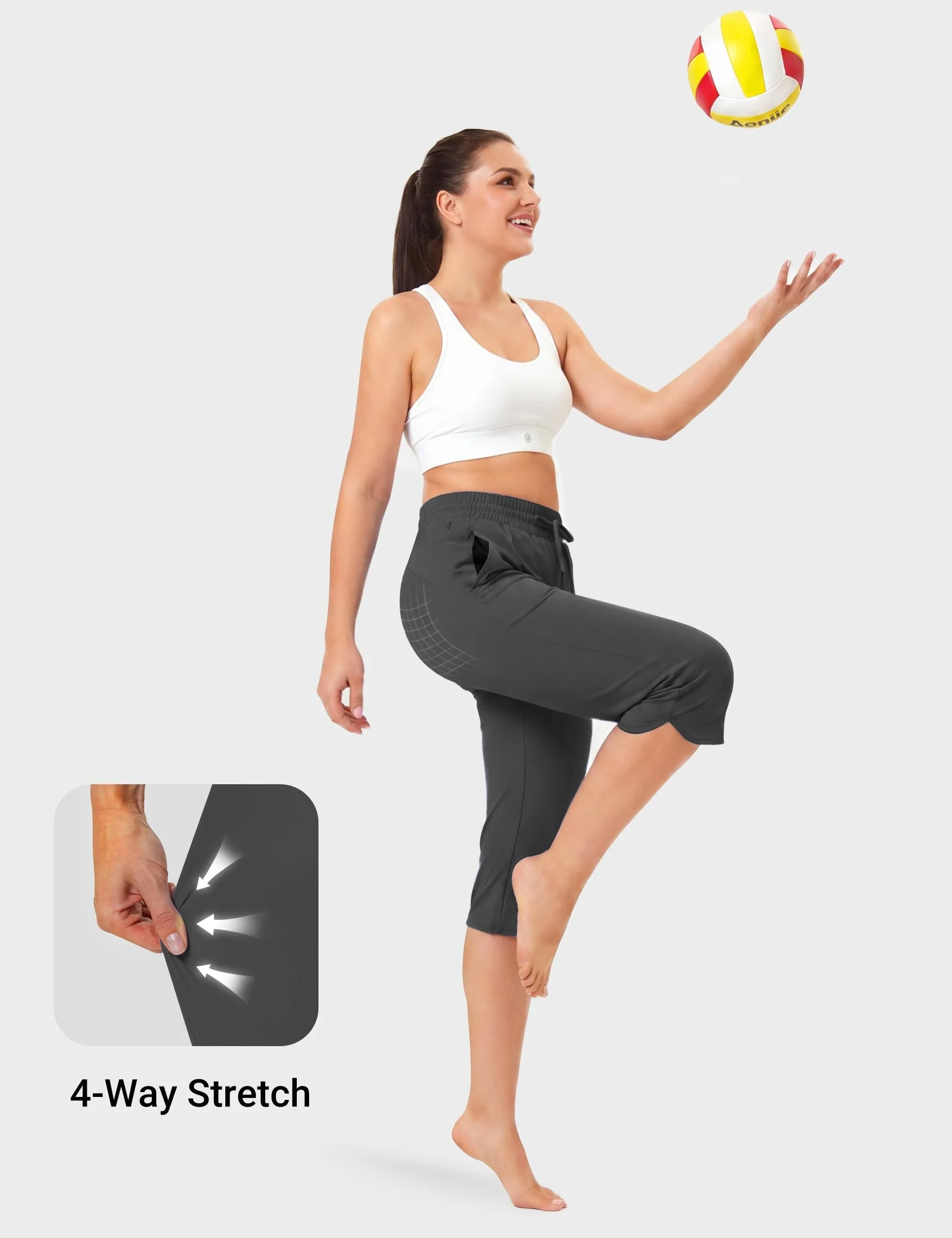 FitsT4 Capris de Natación para Mujer, Secado Rápido, UPF 50+, Baño Modestos con Bolsillos de Malla