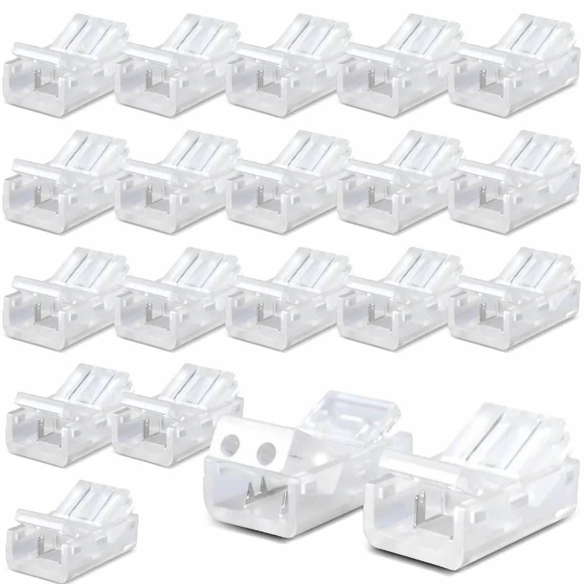 Conector rápido LED 8mm 2 pines para tira de alambre, 20 piezas