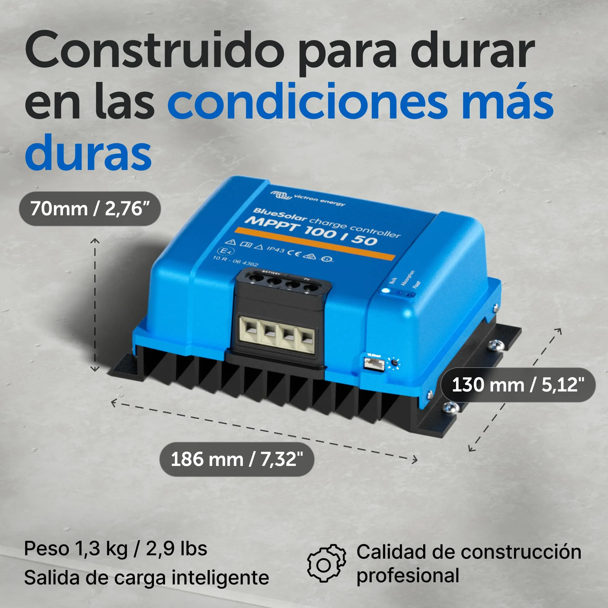 Victron Energy BlueSolar MPPT 100V 50A 12/24V Controlador de Carga Solar