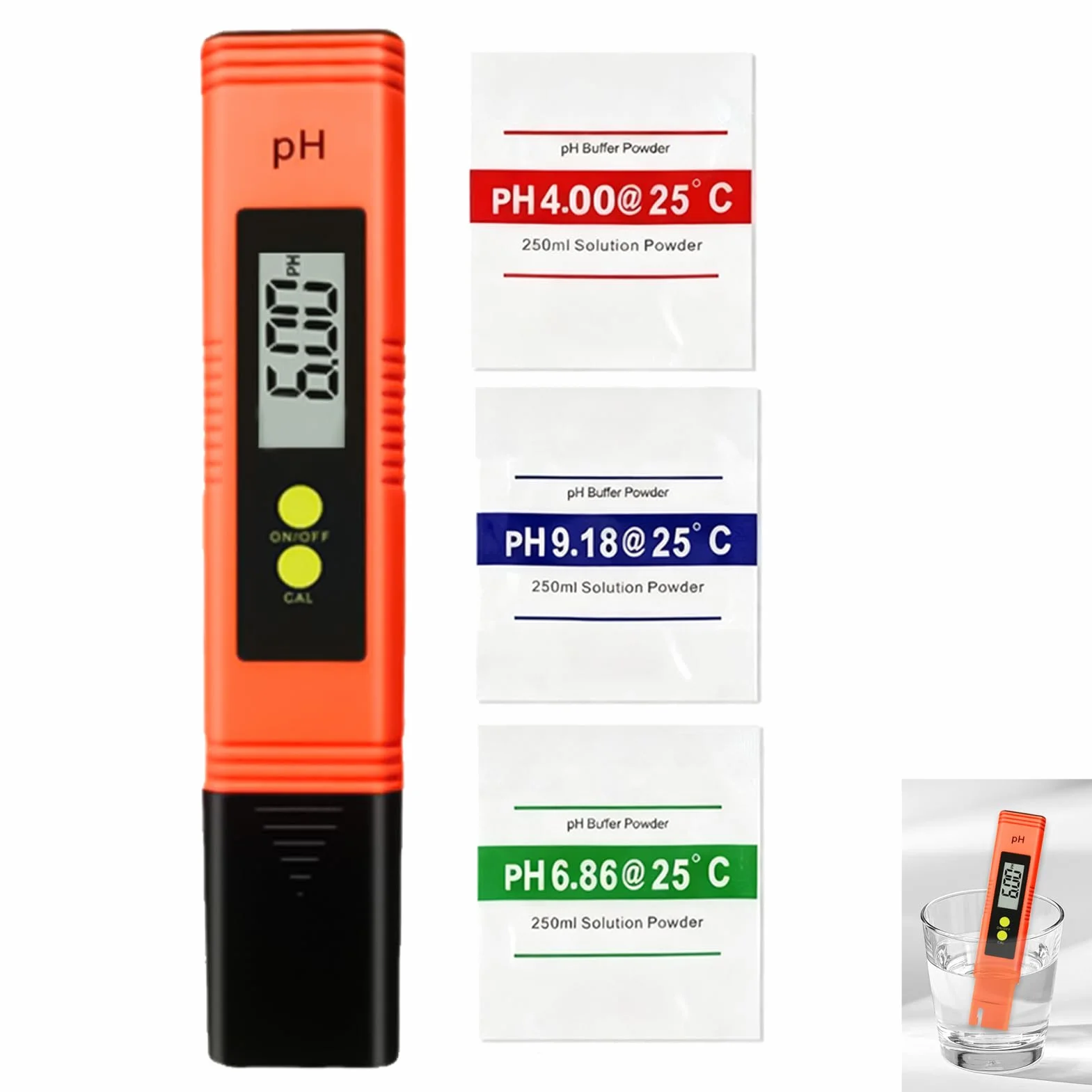 Medidor de PH Digital Alta Precisión Rango 0-14 con Calibración Automática y Compensación de Temperatura Automática Pantalla LCD