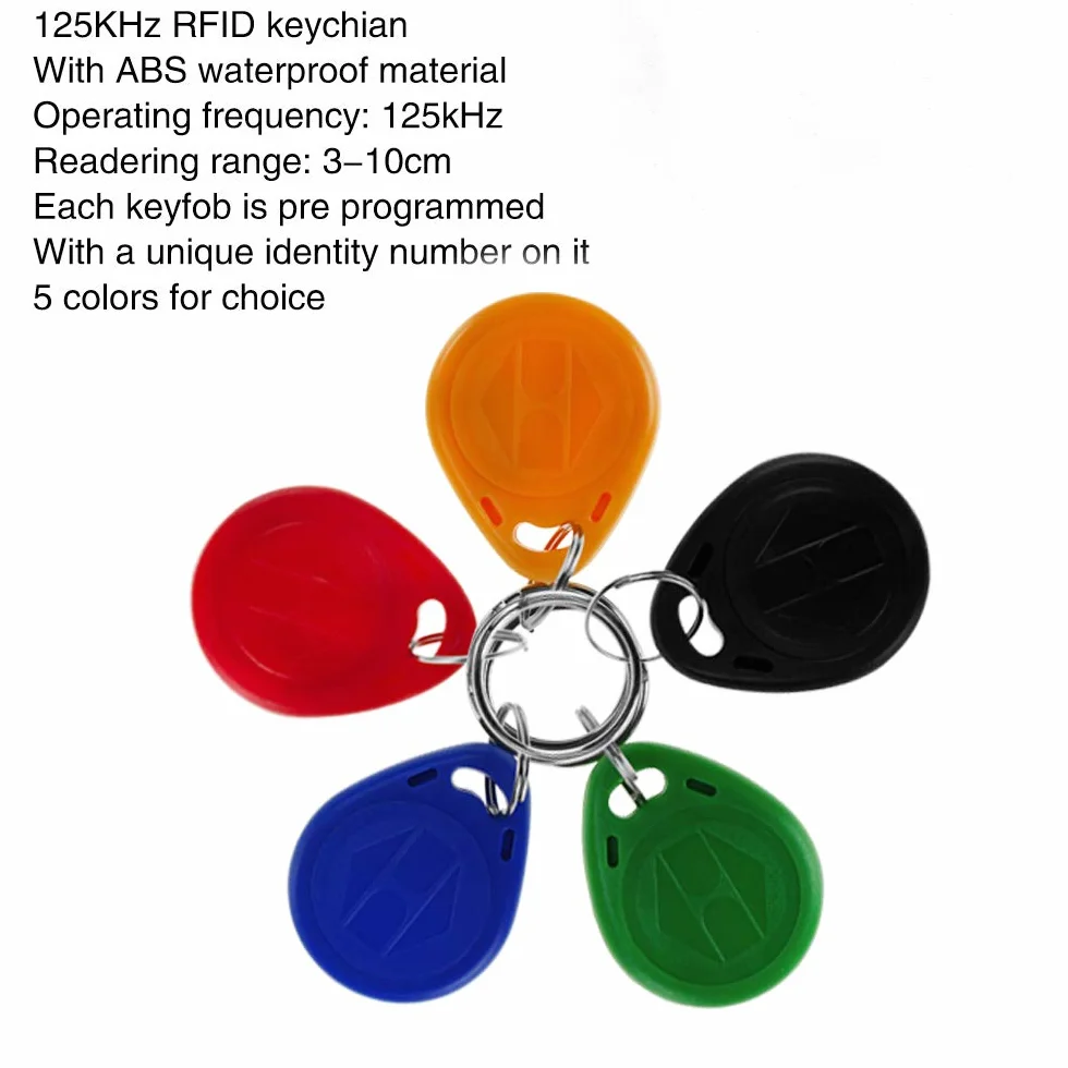 HERNAS 100pcs 125KHz RFID Key Fob Tarjeta de Control de Acceso ABS EM4100 Llavero ISO14443A Solo Lectura