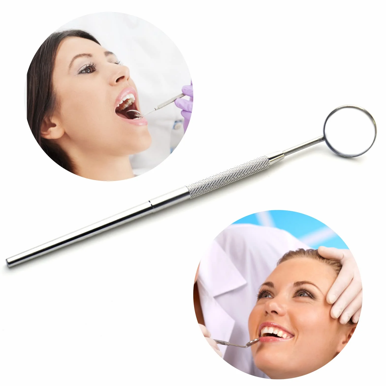 Espejo Dental de Acero Inoxidable, Espejo de Inspección para Extensiones de Pestañas, Herramientas de Dentista (2PCS)