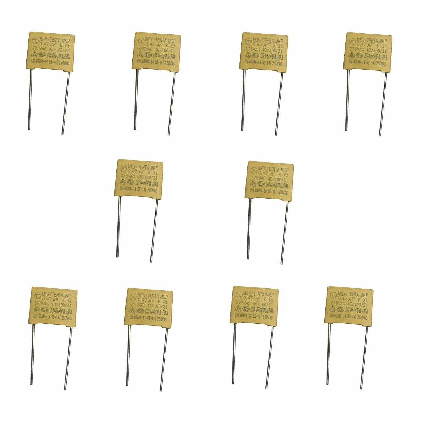 Condensador Polipropileno no Polarizado 275V 470 nF 0,47uF 470J 10 unidades