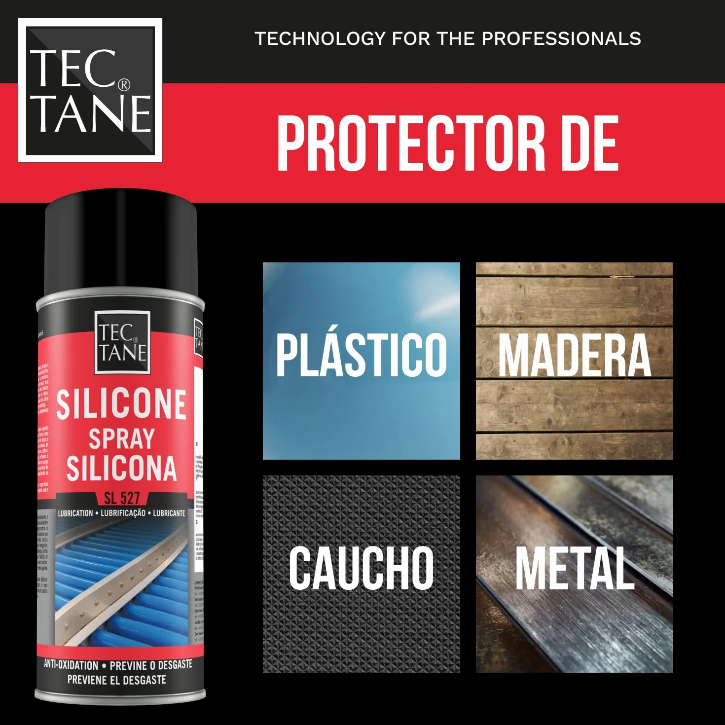 Silicona Spray SL 527, Lubricante no Graso, Desmoldeante, Protector Plásticos Madera Caucho Metales, 400 ml