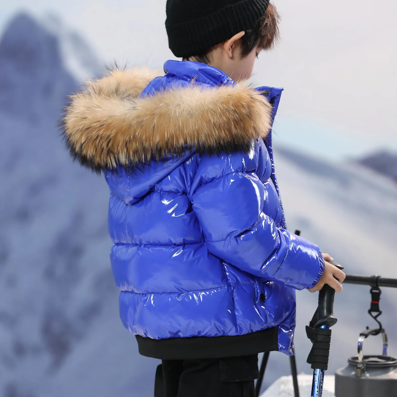 Niños Chaqueta de Plumas con Capucha de Cuello Peludo Arbigo de Invierno Niñas Abrigo Engrosada Cálida
