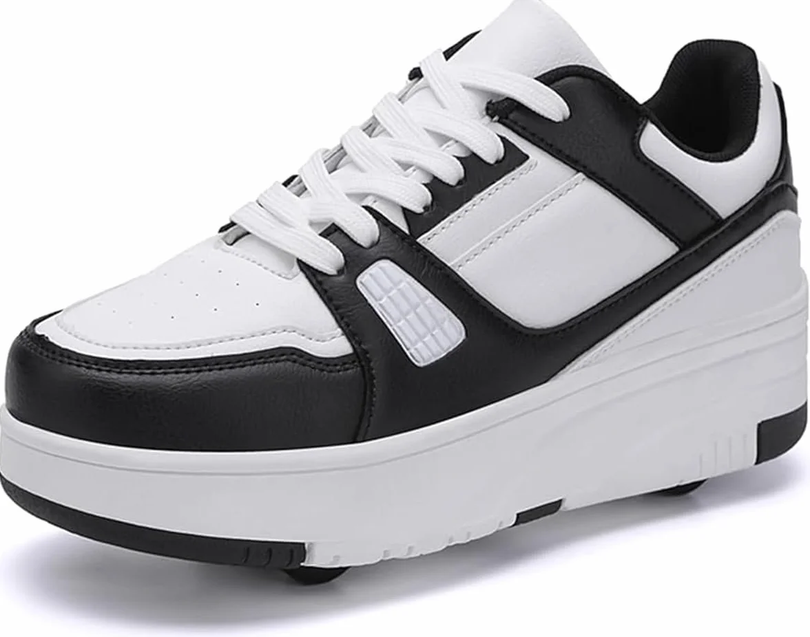 Zapatos con Ruedas Patines Retráctiles Niños Niñas Adolescente Adultos Zapatillas de Patinaje Desmontables