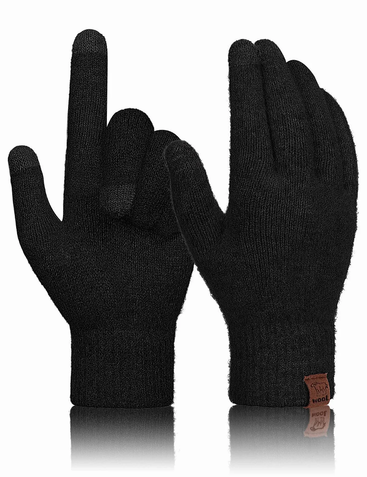 Voqeen Guante de Lana 100% Guantes Invierno Cálidos con Pantalla Táctil para Hombres Mujeres para Ciclismo Correr Escalar Senderismo Deportes Al Aire Libre