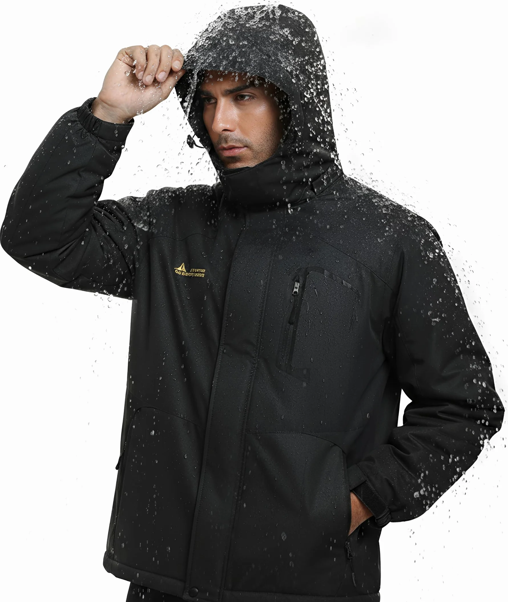 Chaqueta Esquí Impermeable Hombre Lana Cazadora Montaña Snowboard Invierno Forro Polar Cálida Antiviento Abrigos con Capucha Desmontable Exterior