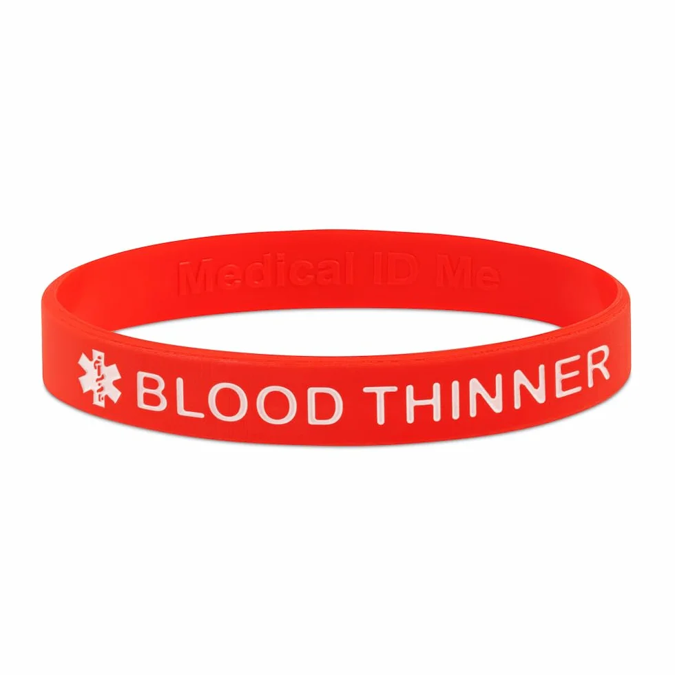 Pulseras de alerta médica anticoagulantes silicona 18-21 cm paquete 5