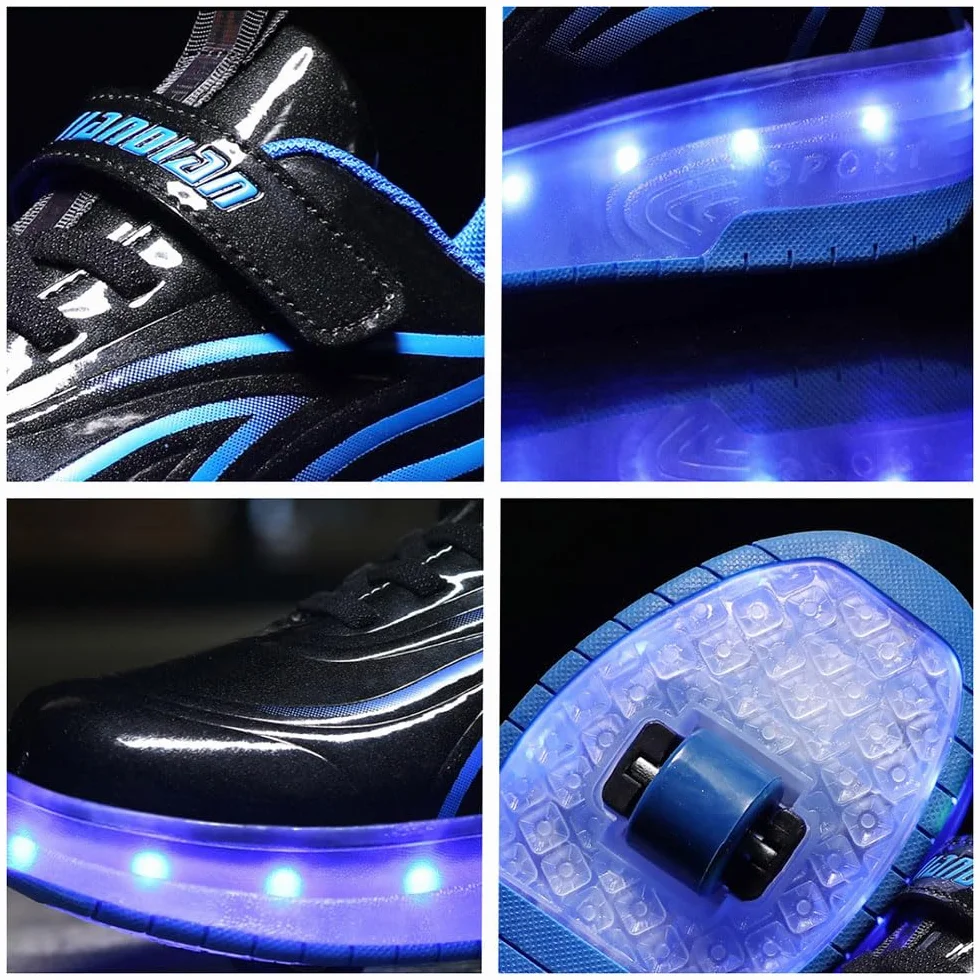 ENEN Zapatillas con Ruedas LED Recargables USB para Niños Patinaje 28-41 EU