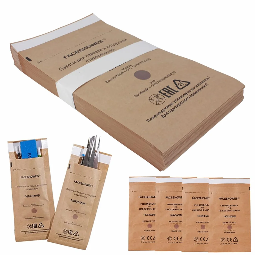 WeddHuis 50 Bolsas de Esterilización Autosellantes 100x200mm para Cosméticos y Herramientas de Manicura