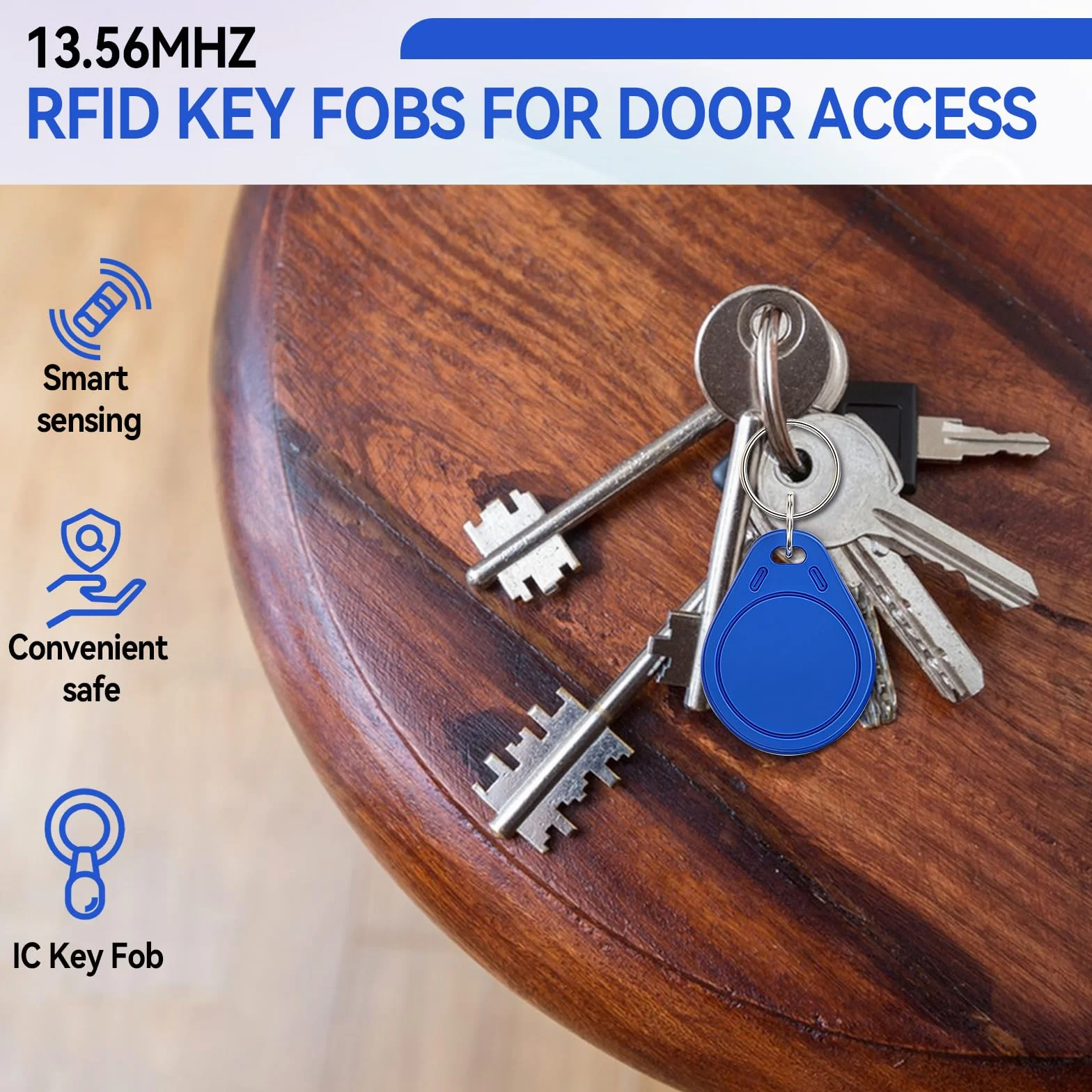 MIFARE Llaveros clásicos 1K RFID IC ISO14443A 13.56 MHz tarjeta control acceso azul 50 unidades