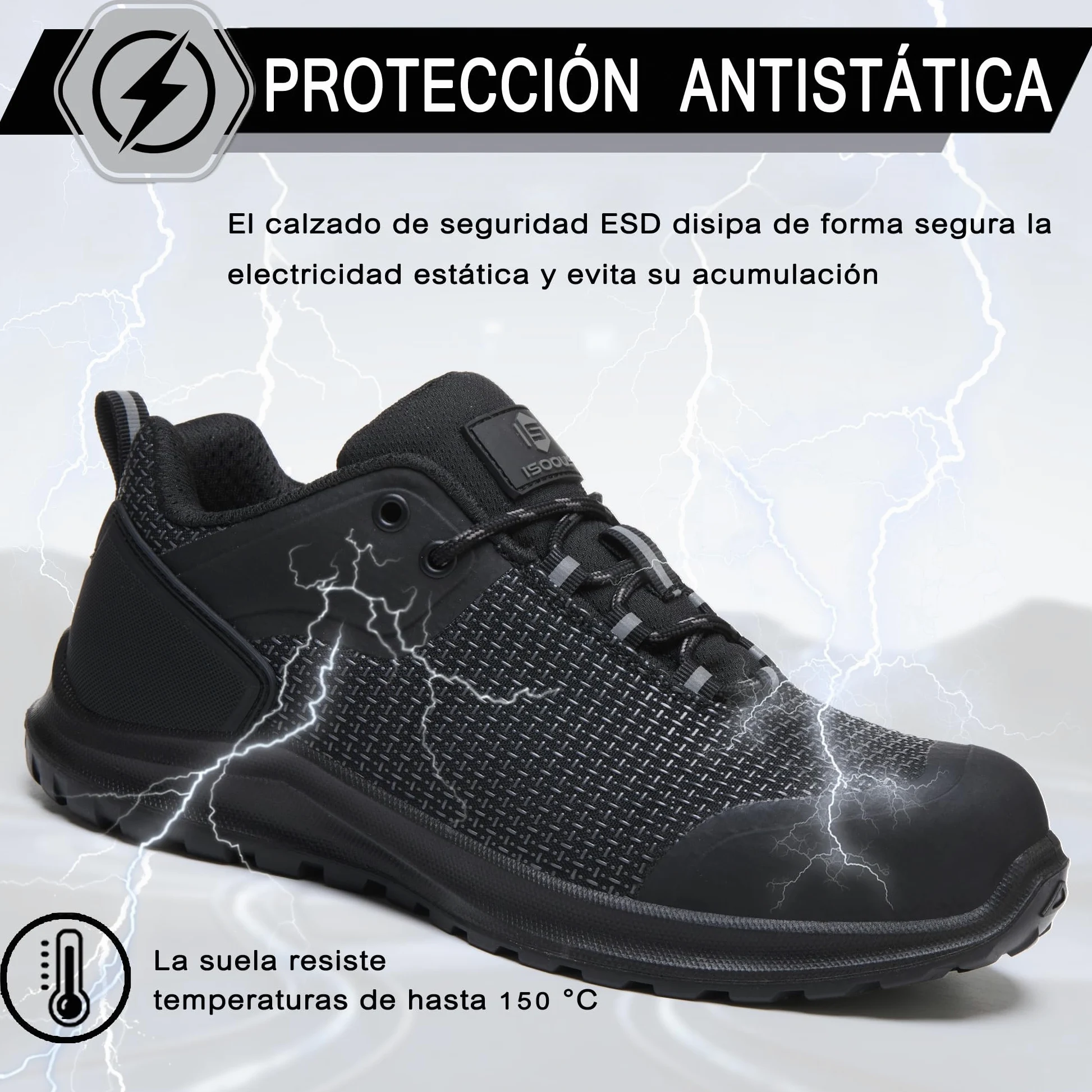Zapatos de Seguridad para Hombre Mujer S3 ESD Calzado de Seguridad SRC FO | Antideslizante Zapatillas Trabajo Impermeables Zapatos de Trabajo sin Metal Resistente al Calor