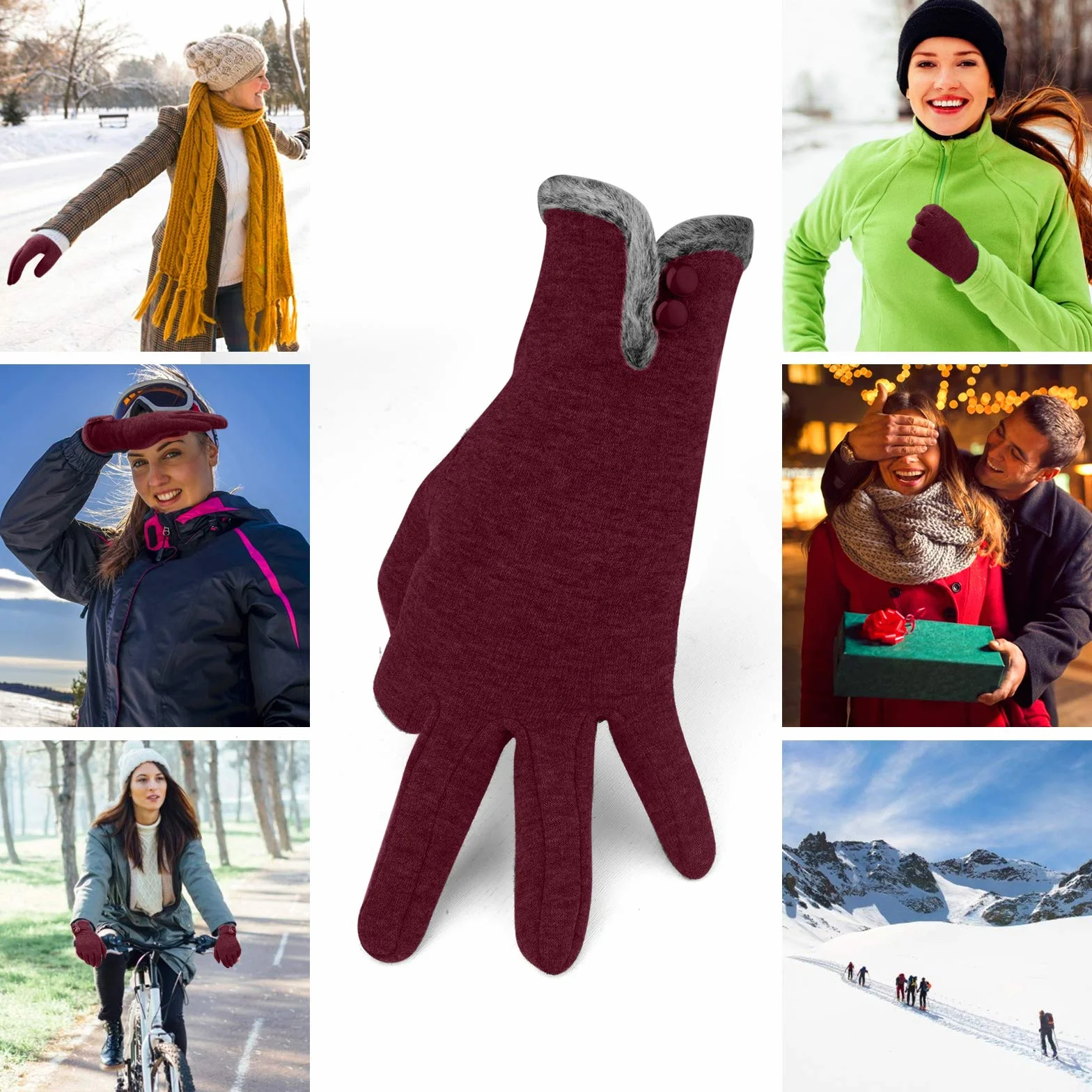 Alikiai Guantes Termicos Mujer Invierno Tactil con Forro Polar