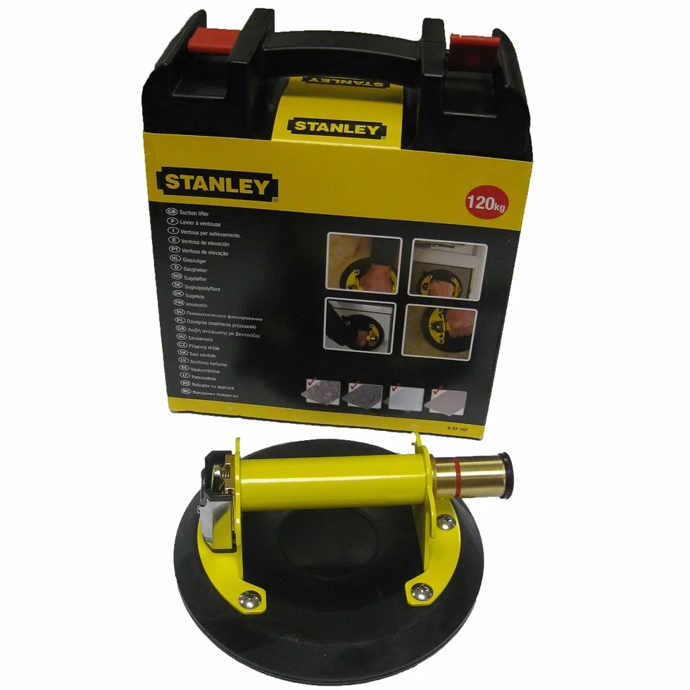 STANLEY Ventosa de Elevación 120kg 230mm Diámetro Indicador de Vacío Válvula de Liberación