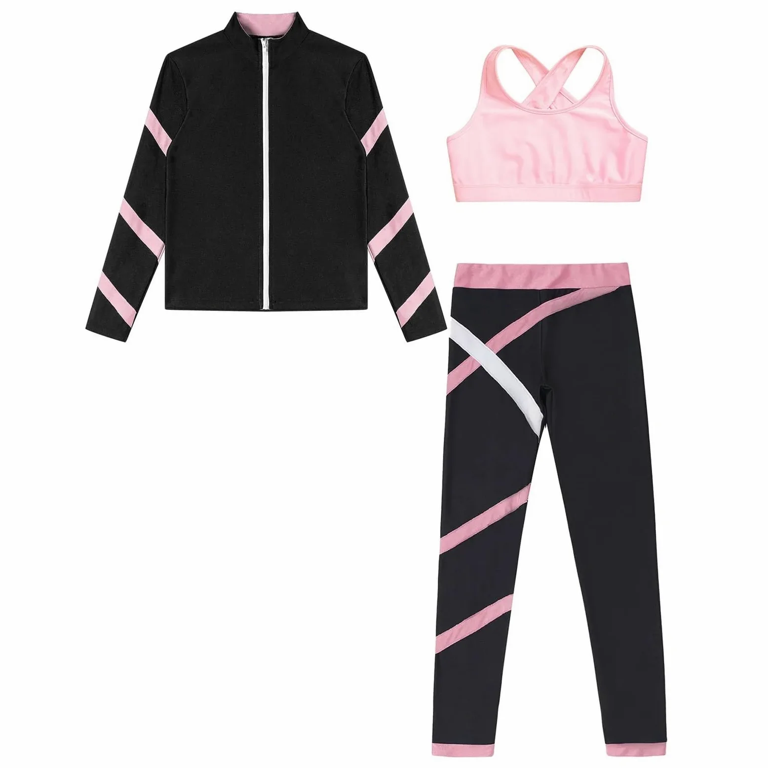 Conjunto Deportivo Niña Chándal For Niñas, Conjunto De Ropa Deportiva, Abrigo De Manga Larga, Tops Con Sujetador, Chaleco, Pantalones