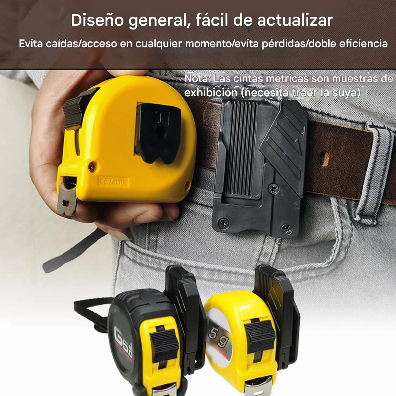 Sujetador Para Cinta Métrica con Clip Organizador | Funda con Gancho para Herramientas de Carpintería