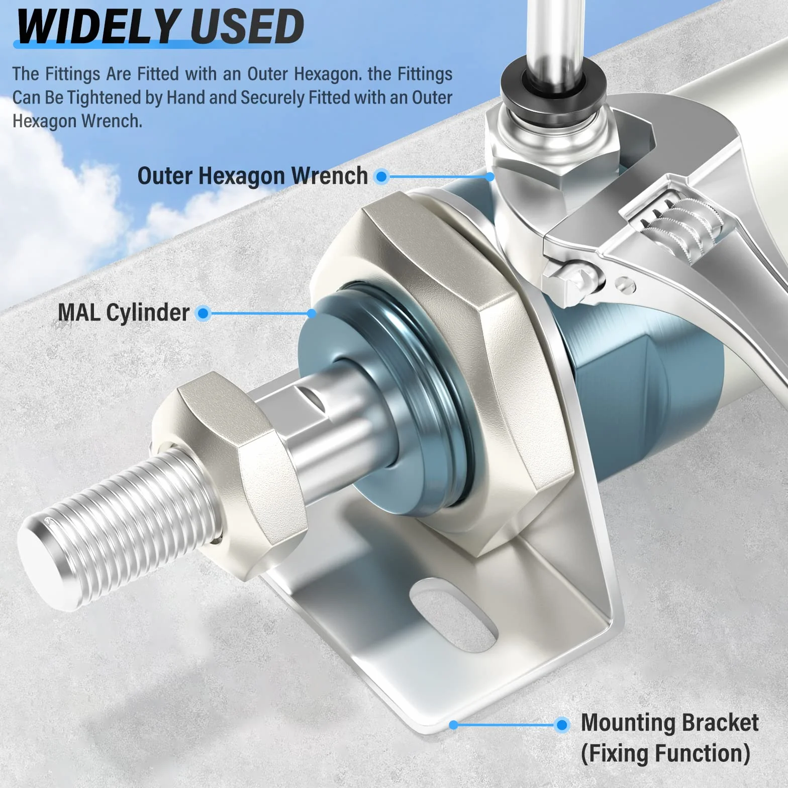 TAILONZ PNEUMATIC Cilindro neumático doble efecto 32 mm 75 mm carrera MAL32x75