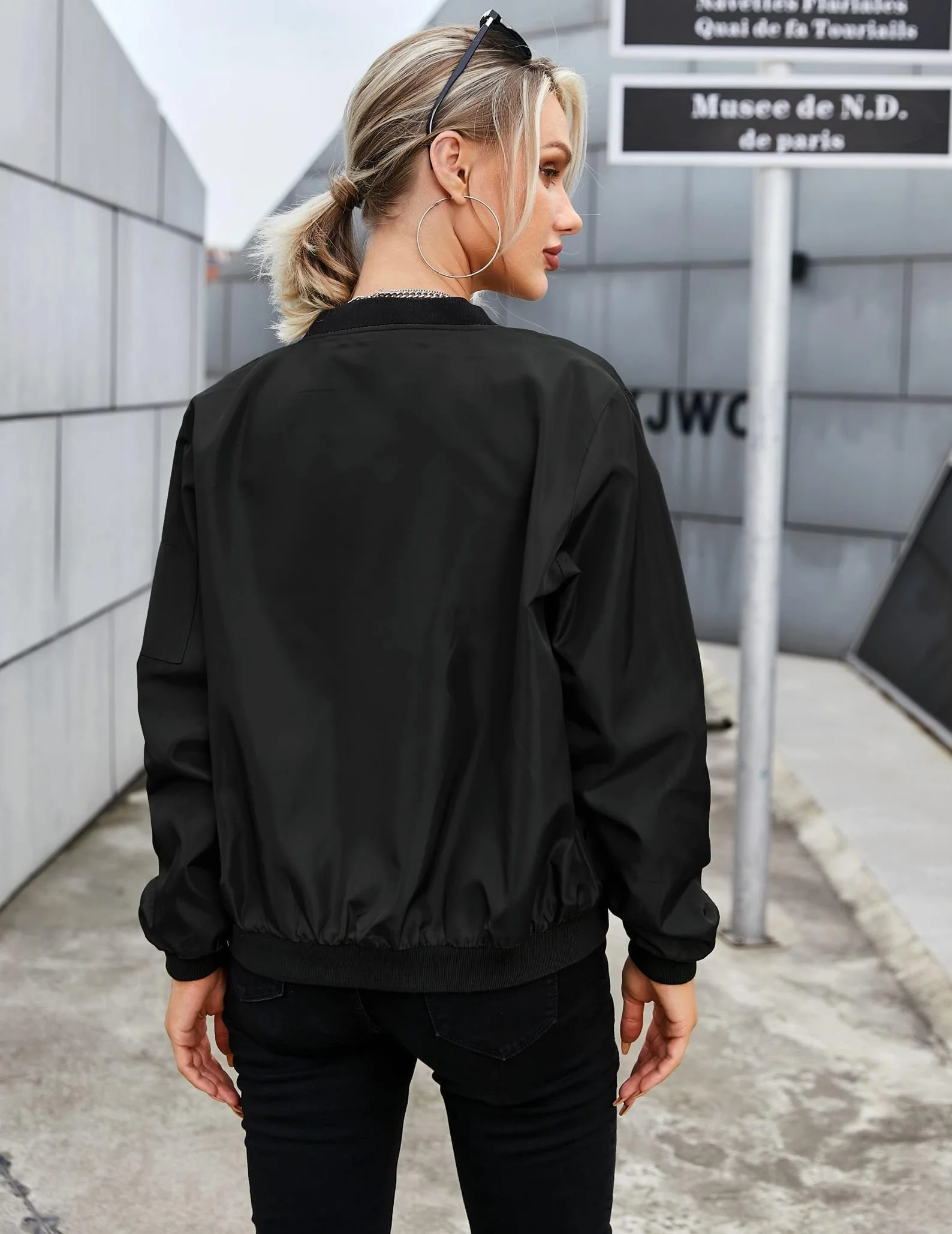 Zeagoo Chaqueta Bomber para Mujer Corto Cremallera Manga Larga