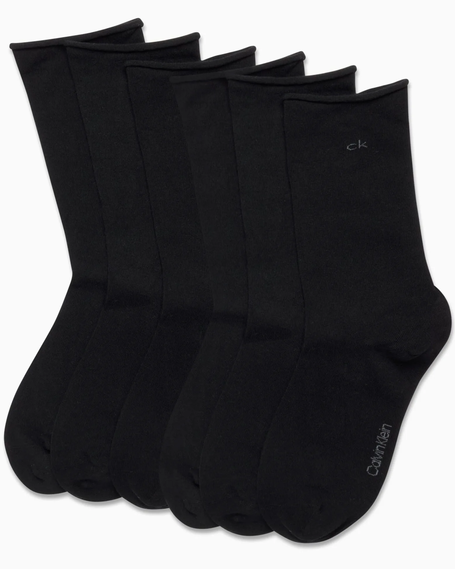 Calvin Klein Calcetines para mujer – Paquete de 6 calcetines de mezcla de algodón suave con puños enrollables para mujer (talla de zapato: 4-10)