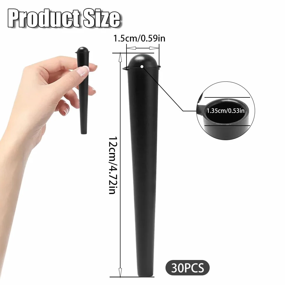 Tubos Guardar Porros Plastic Joint Tubes 120 mm Waterproof Airtight Negro