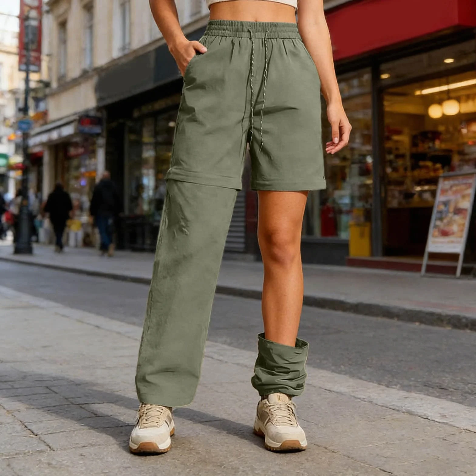 Pantalón de Senderismo Mujer Convertible, Ligero Transpirable Secado Rápido Pantalón Safari Exterior Verano Pantalón de Trabajo Técnico para Trekking
