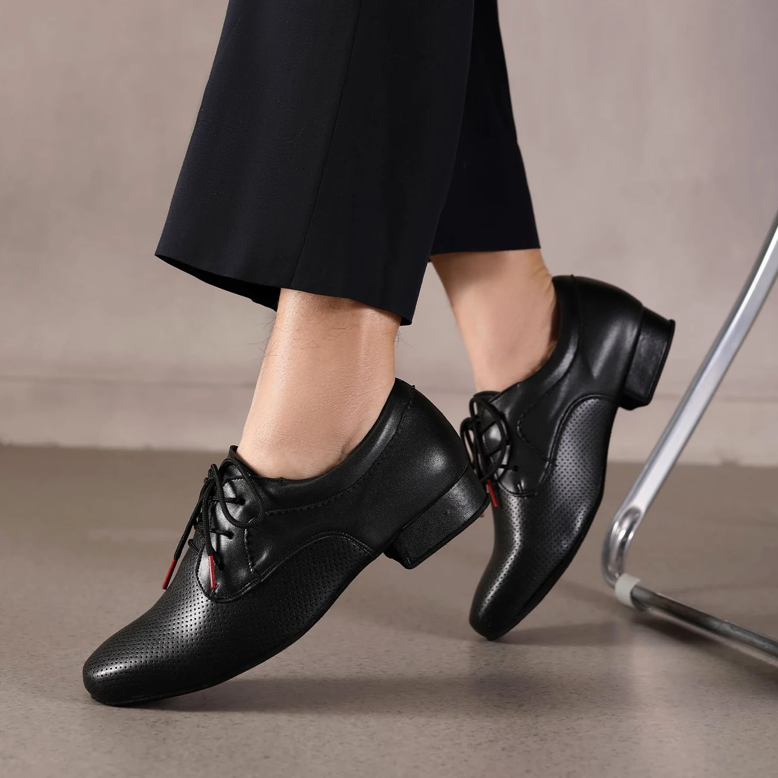 HROYL Zapatos de Baile Hombre Latino y Salsa Zapatos Baile de Salón con Cordones,LHD-NX404
