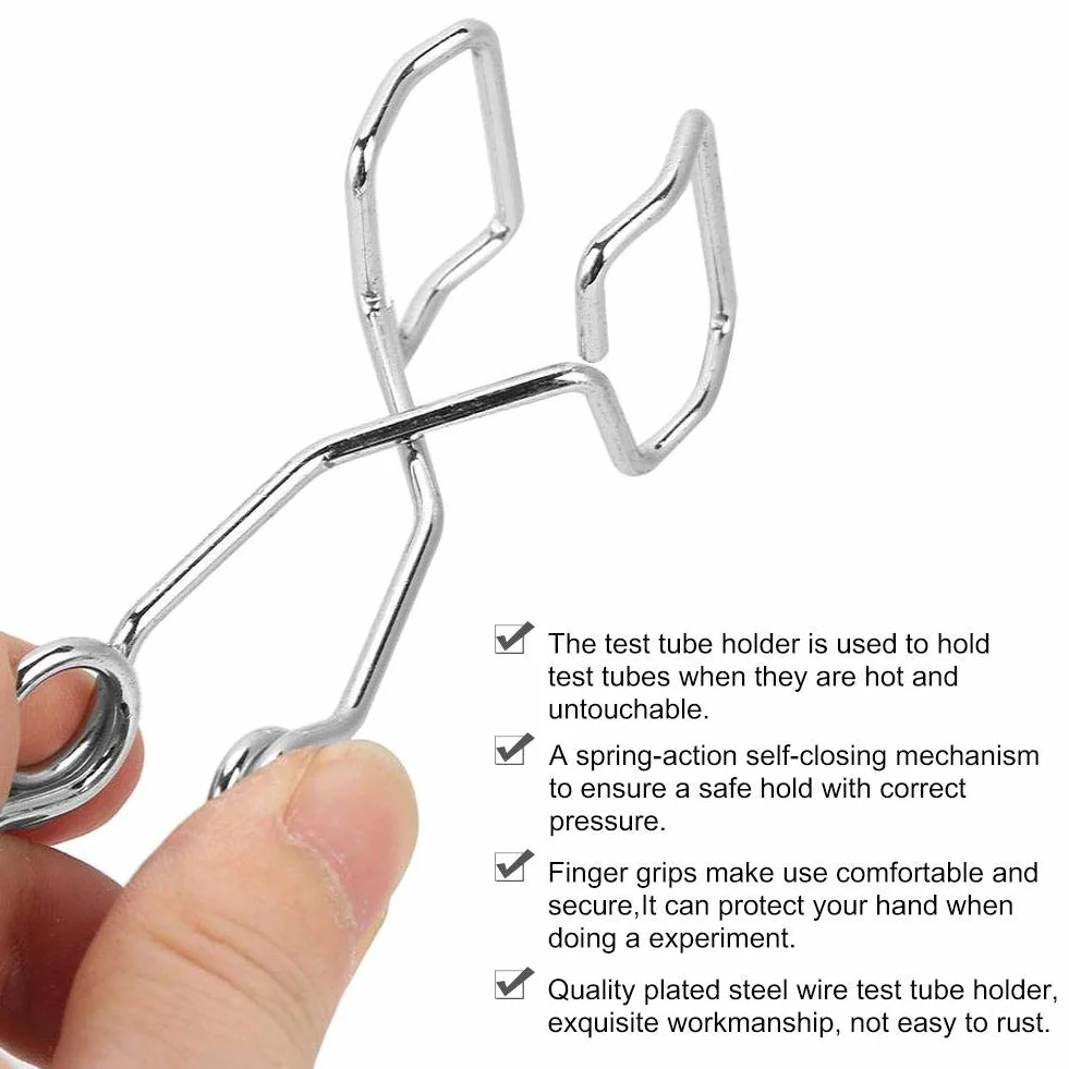 Pinza de acero inoxidable para tubos de ensayo, herramienta de laboratorio, 5 piezas