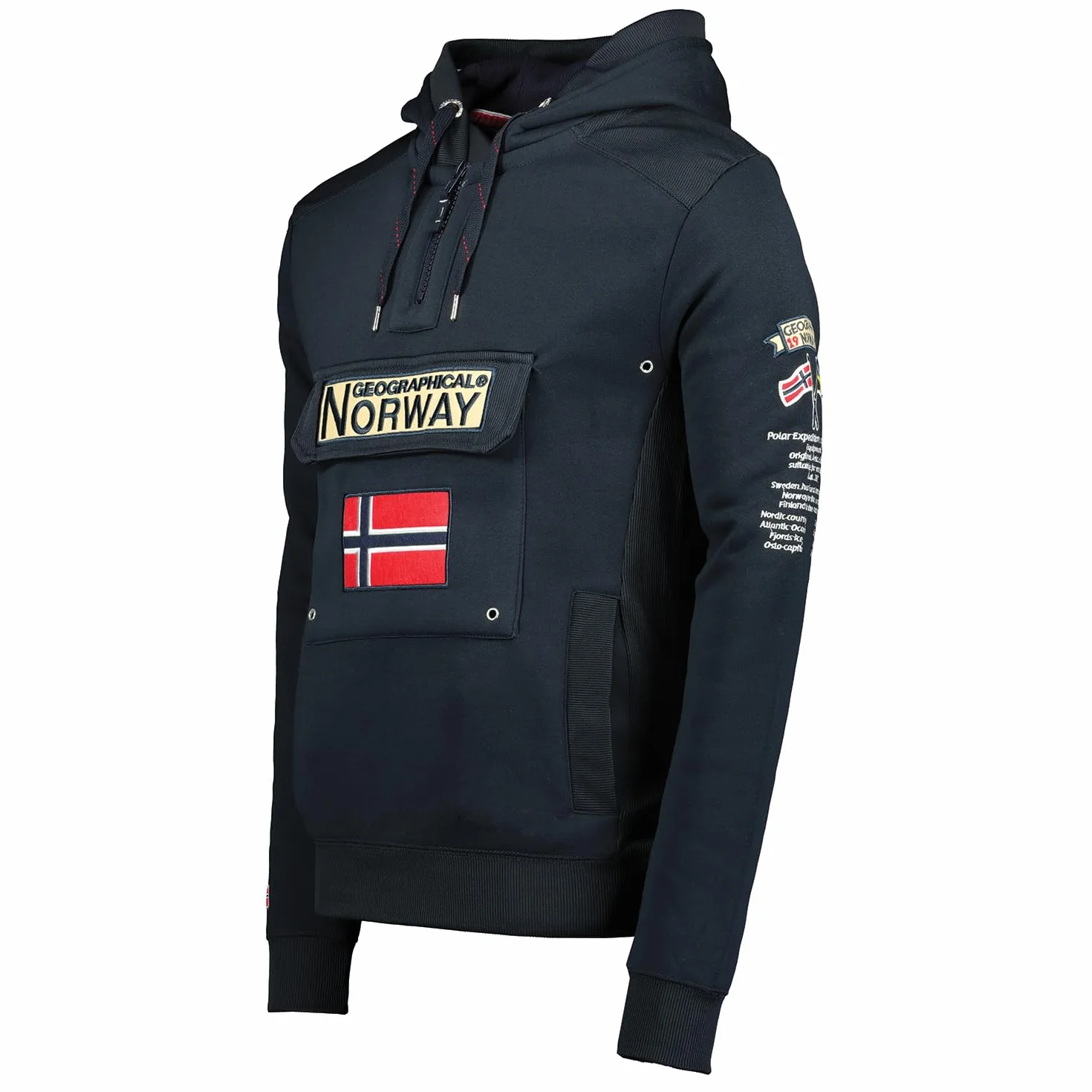 Geographical Norway para Hombre Sudadera con Capucha, Sudadera con Media Cremallera y riñonera, Sudadera con Capucha de Manga Larga, producción Casual de BANS de Ocio